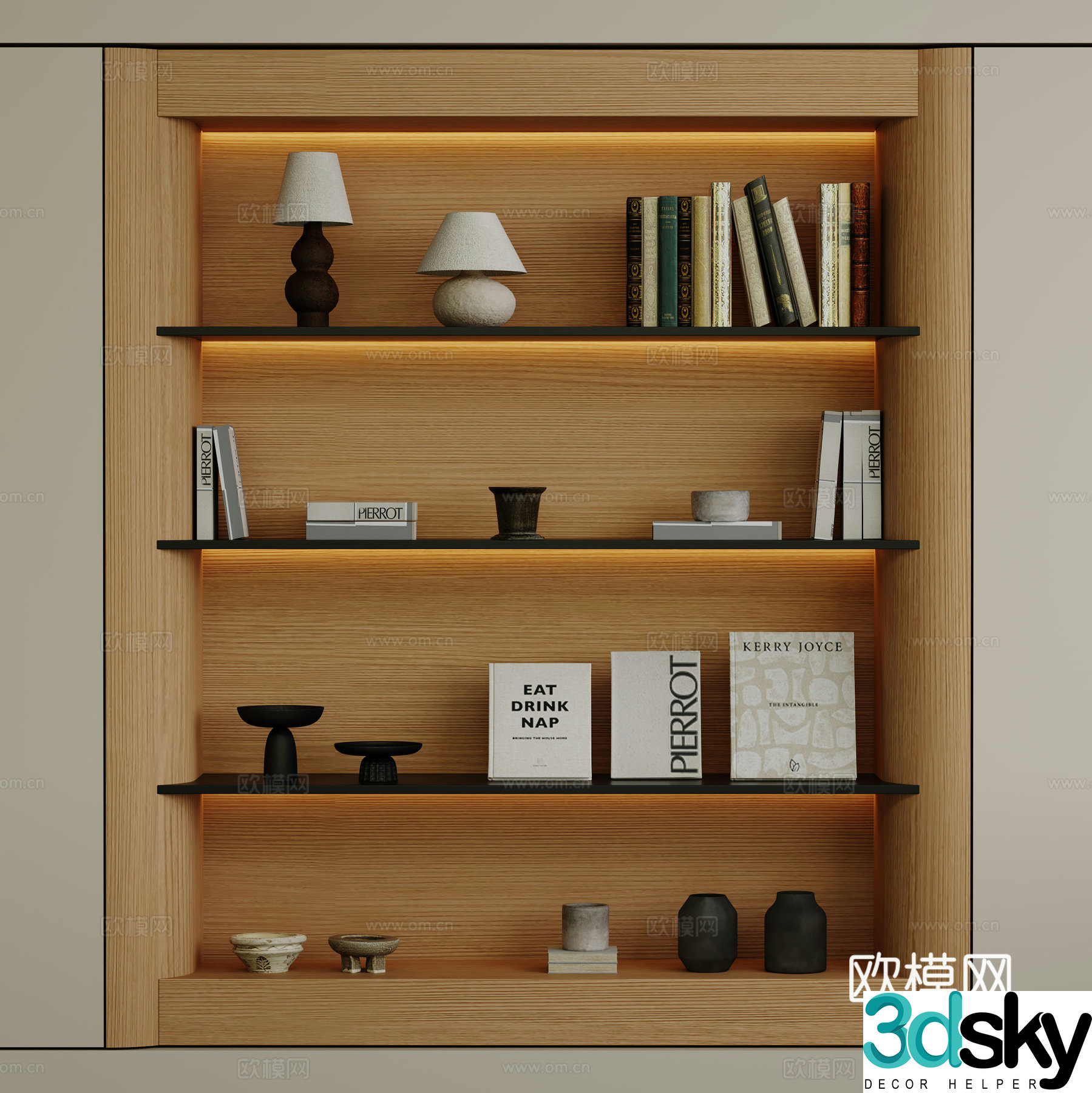 Modern bookcase ornament 3d model