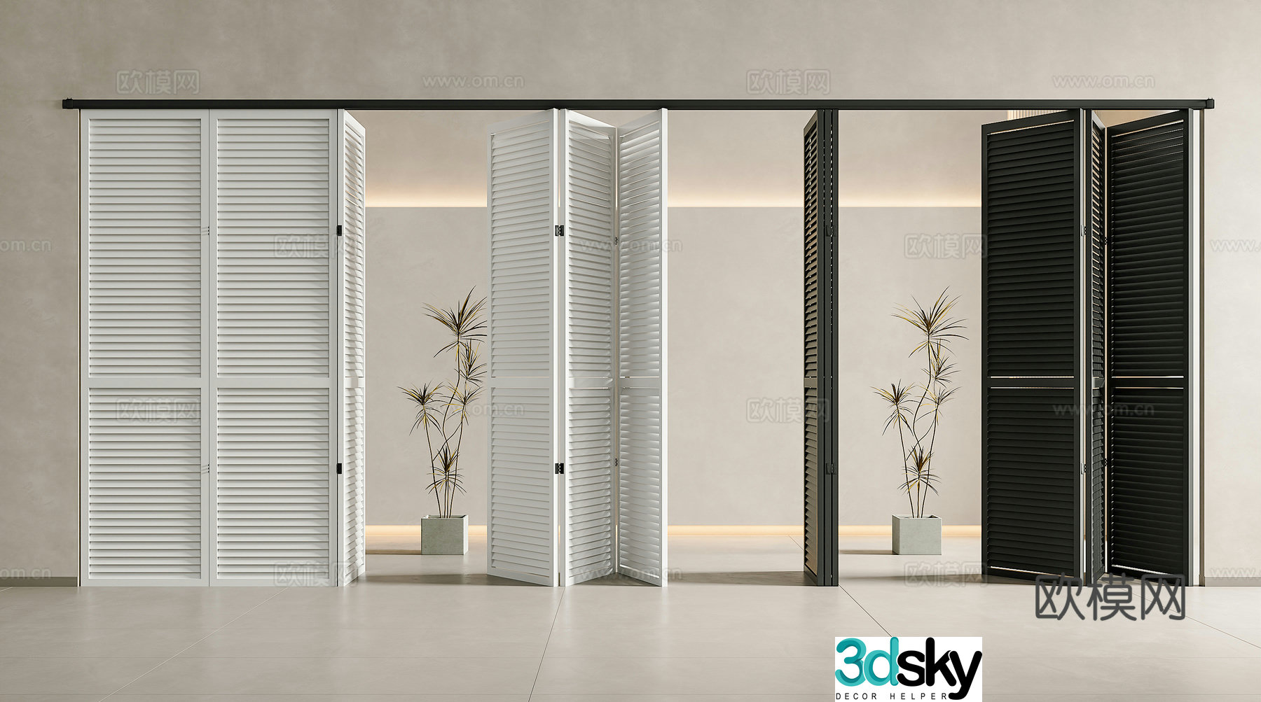 Modern folding doors Louver doors Louver folding doors Louver windows sliding doors Solid wood louver doors 3D model