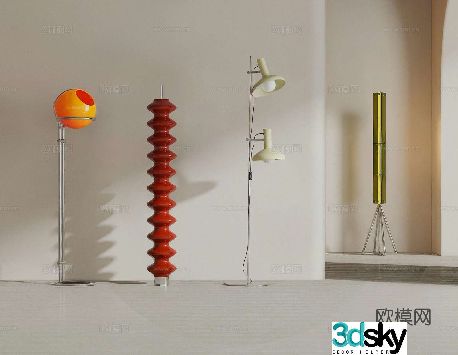 Modern medieval floor lamp 3d model