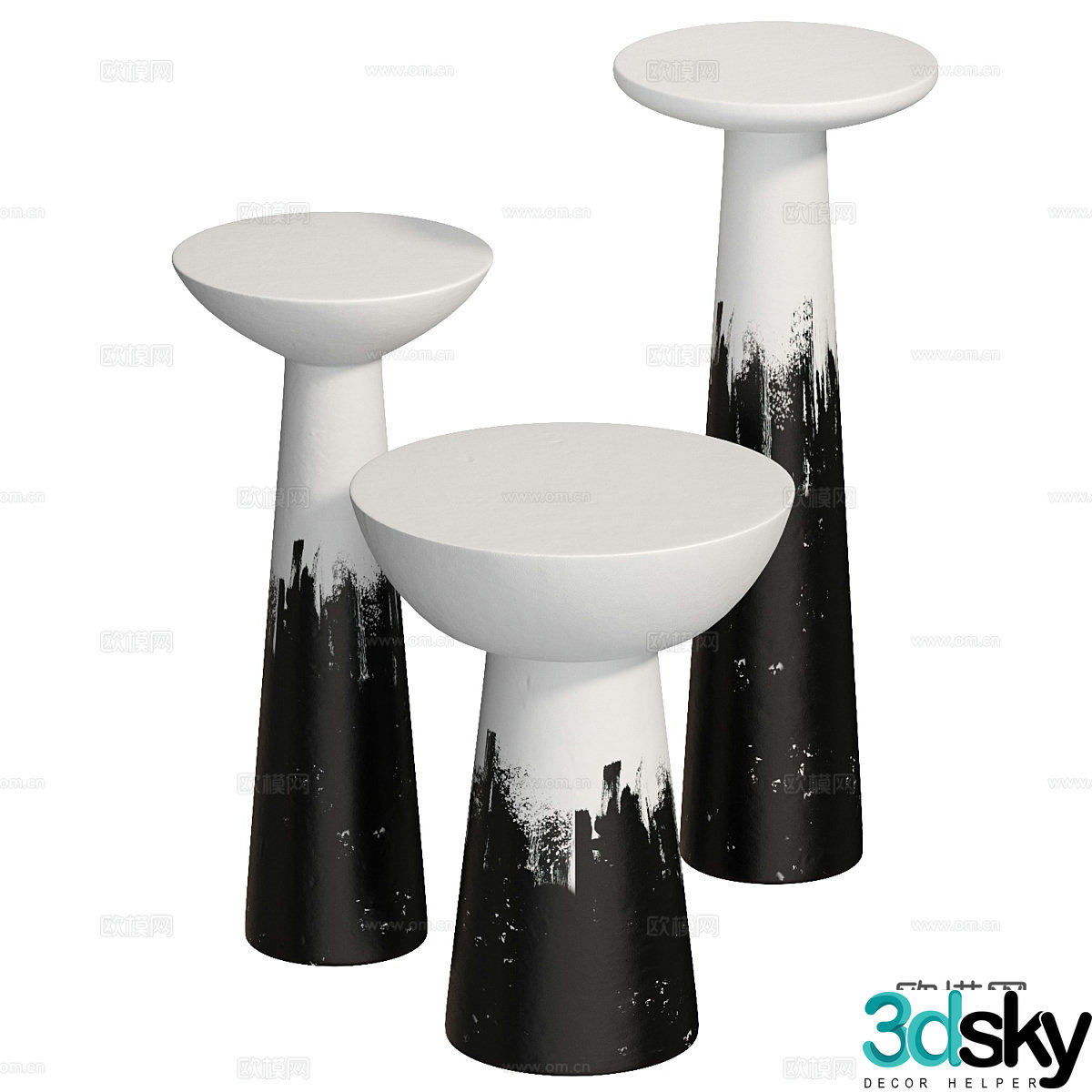 New Chinese OM STEM Black Coffee Table 3D Model