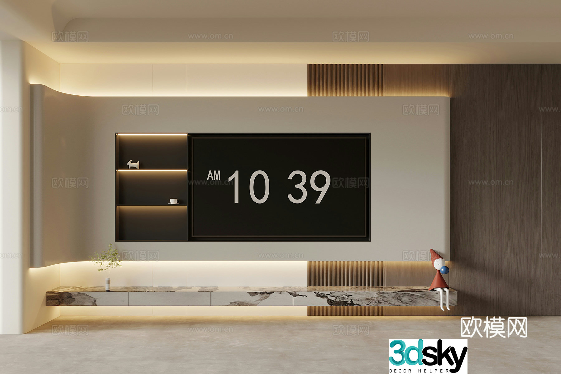 TV background wall Modern minimalist TV background wall TV cabinet 3d model