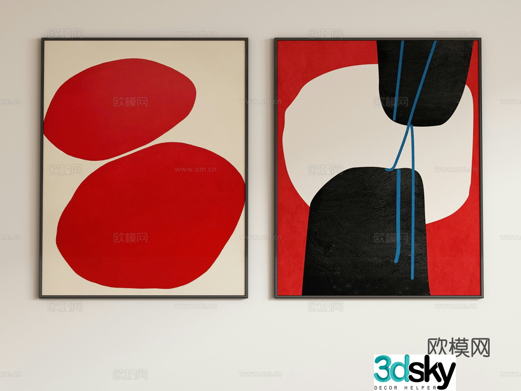 Modern abstract decorative painting hanging painting 3d model
