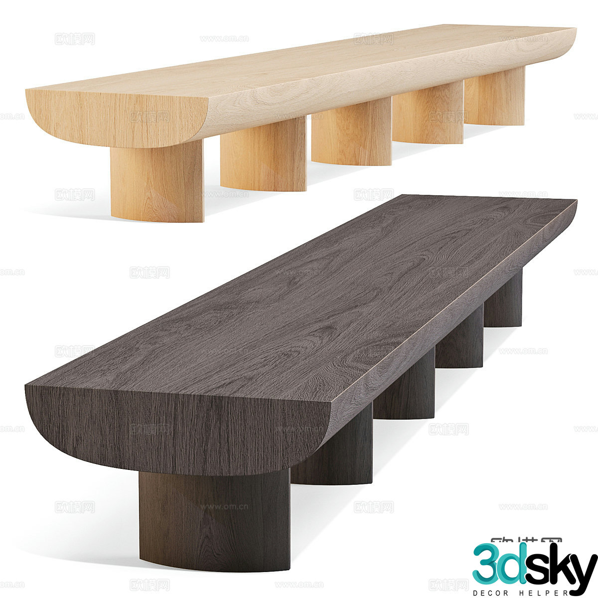 New Chinese wooden bench 3D model