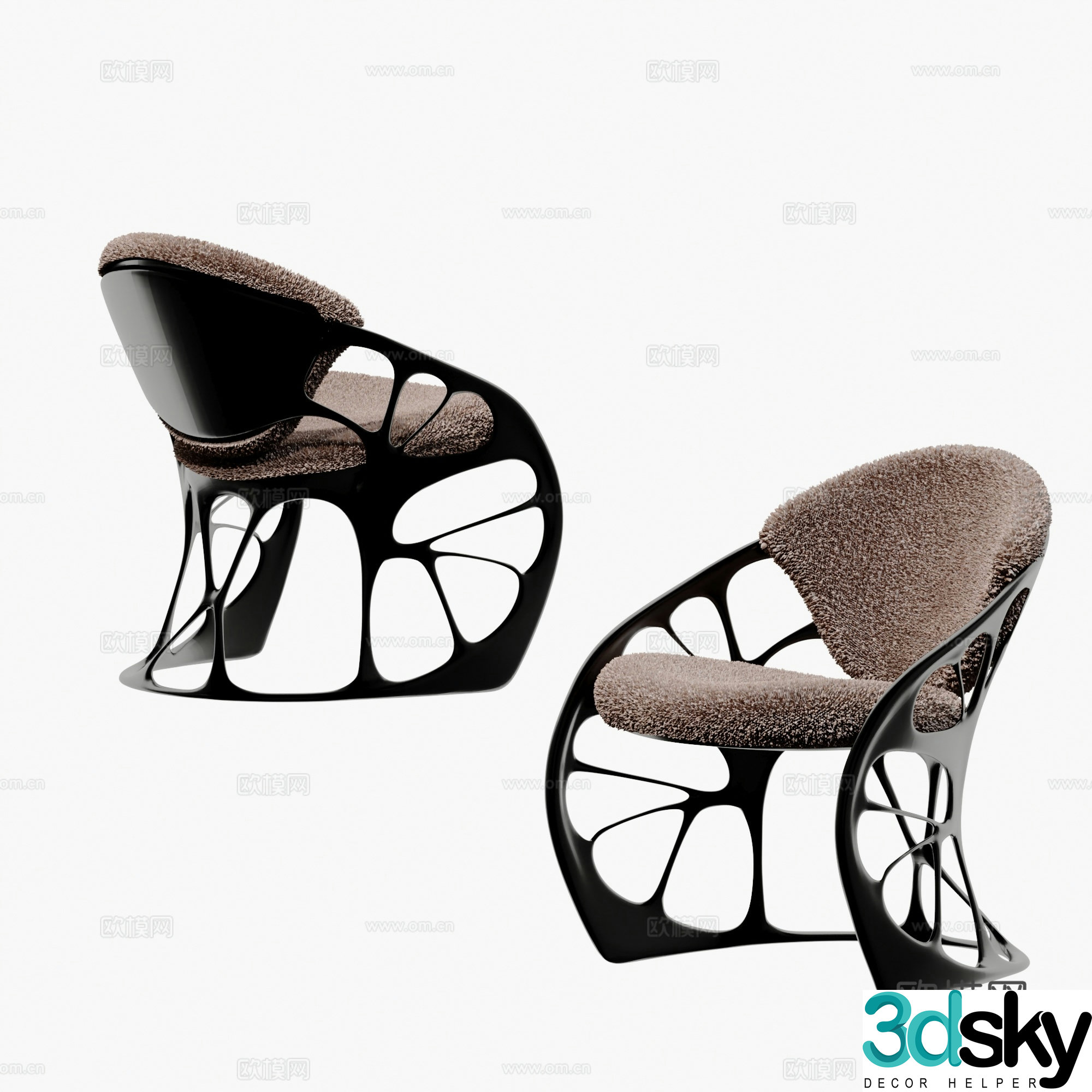 Modern light luxury leisure chair single chair dining chair 3d model