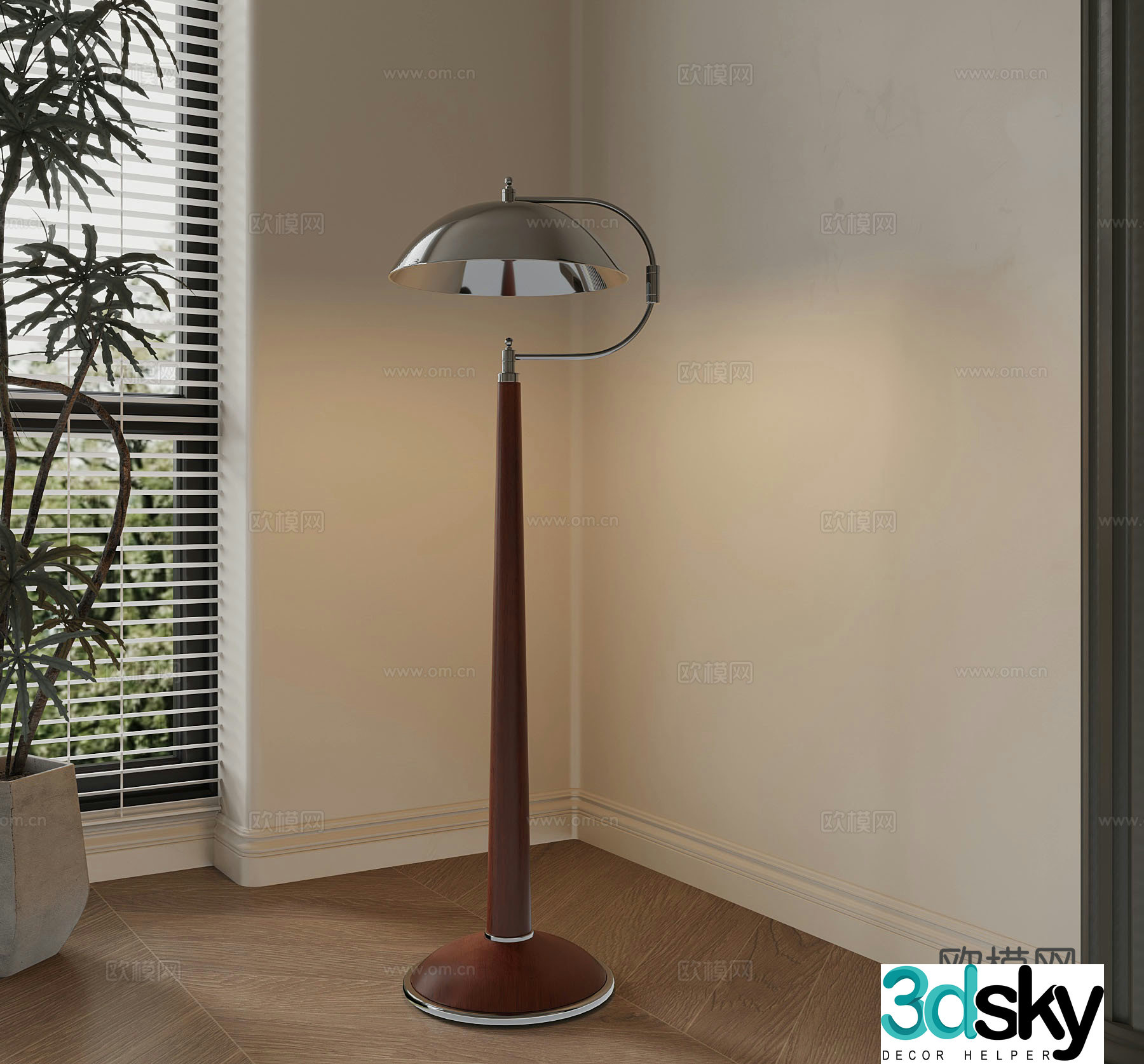 Middle-aged floor lamp decorative lamp 3d model
