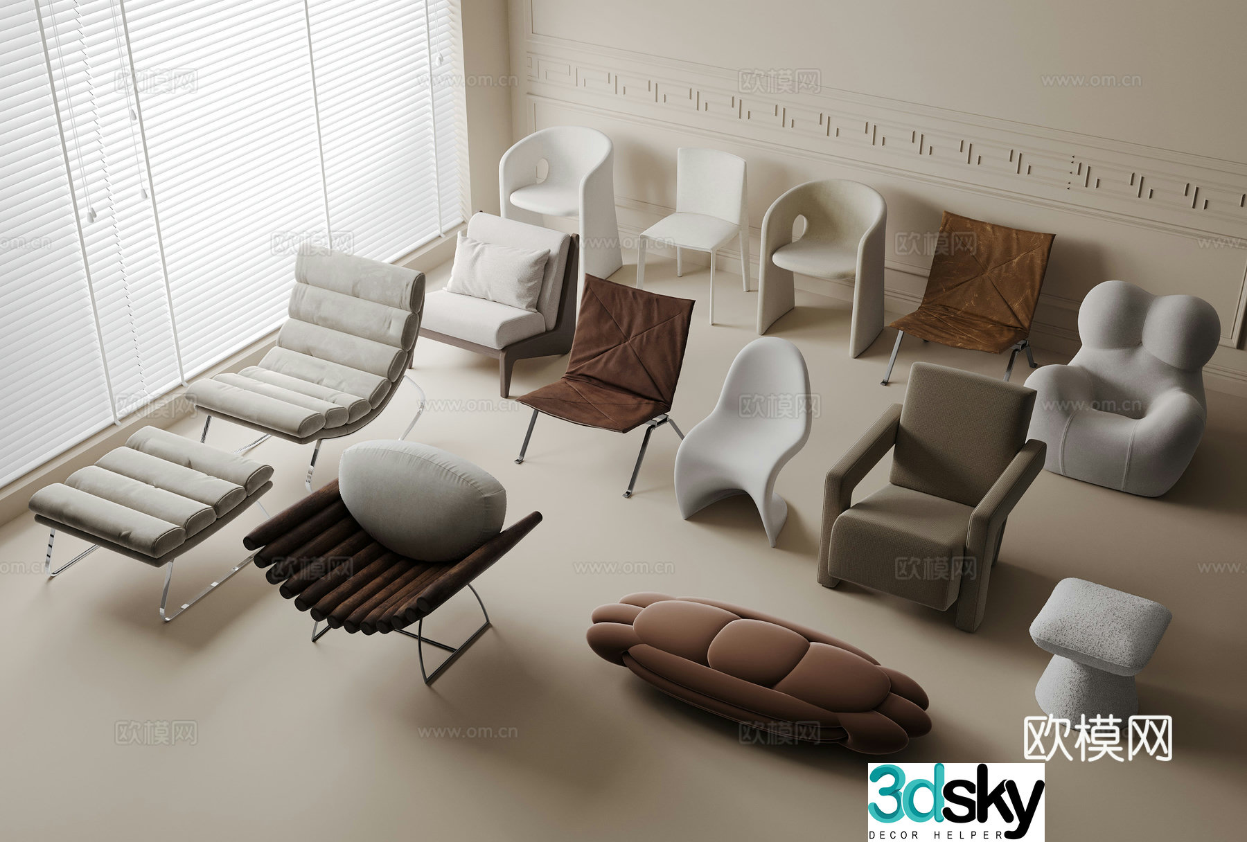 Modern single chair recliner 3d model