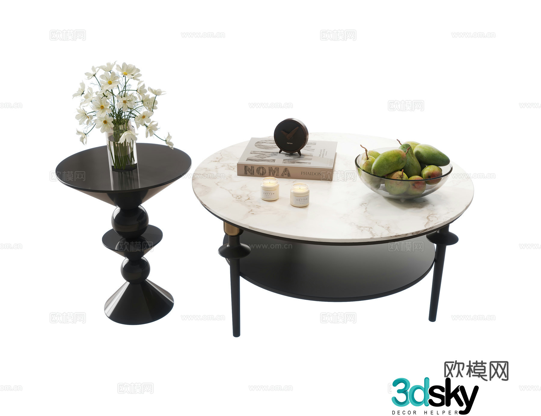 Modern Italian coffee table round coffee table marble coffee table letter coffee table coffee table combination 3D model