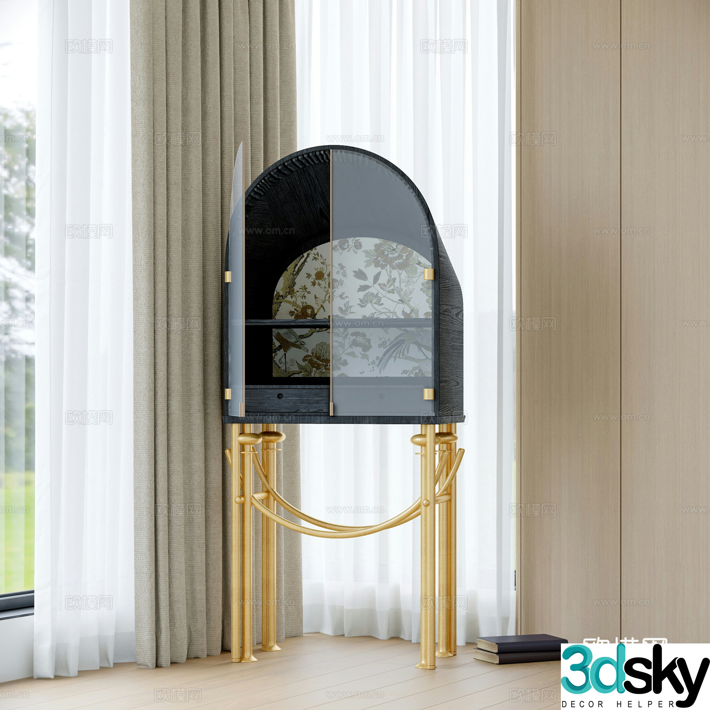 3D model of medieval style decorative cabinet