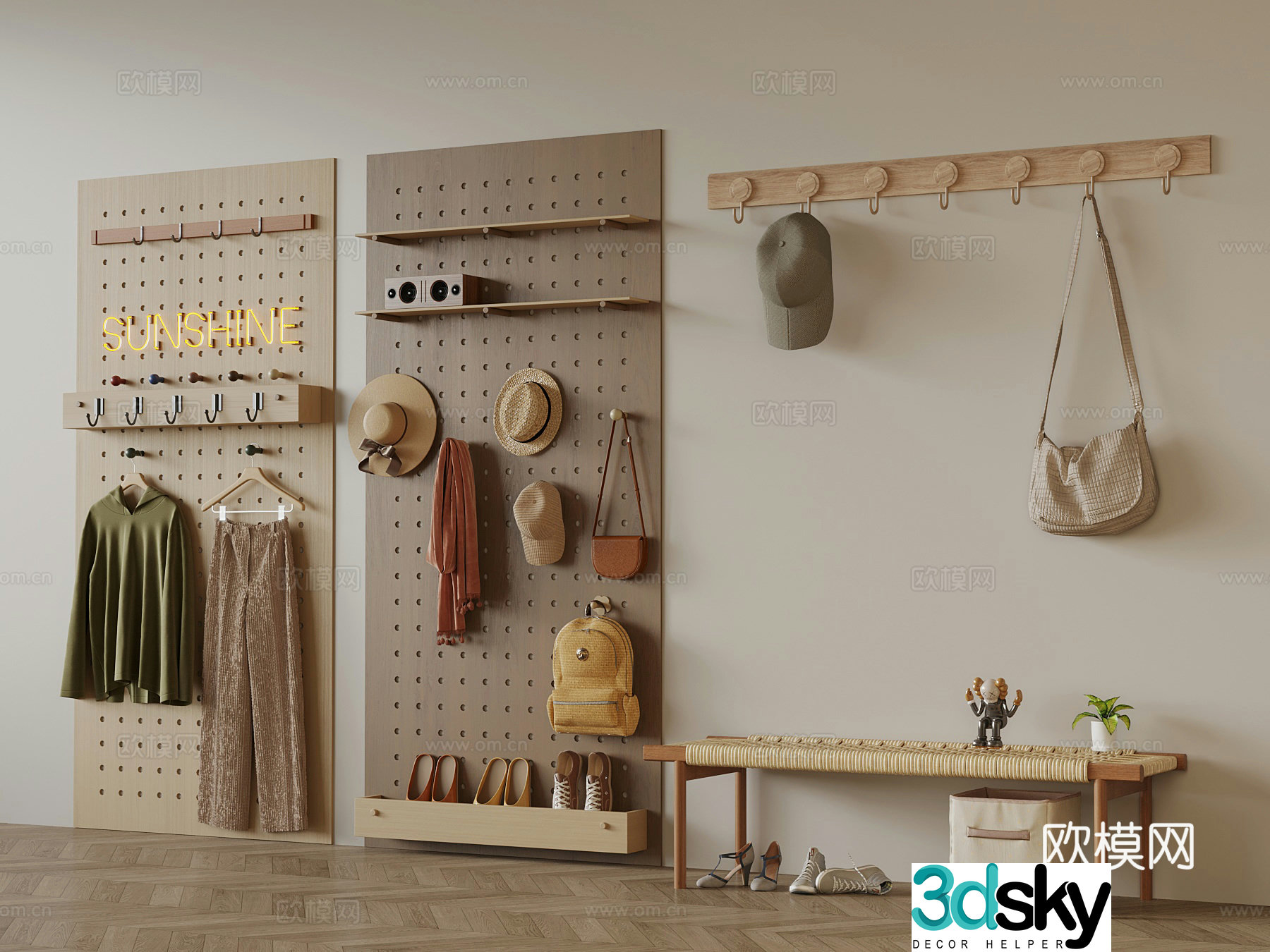 Modern coat hook shoes 3d model