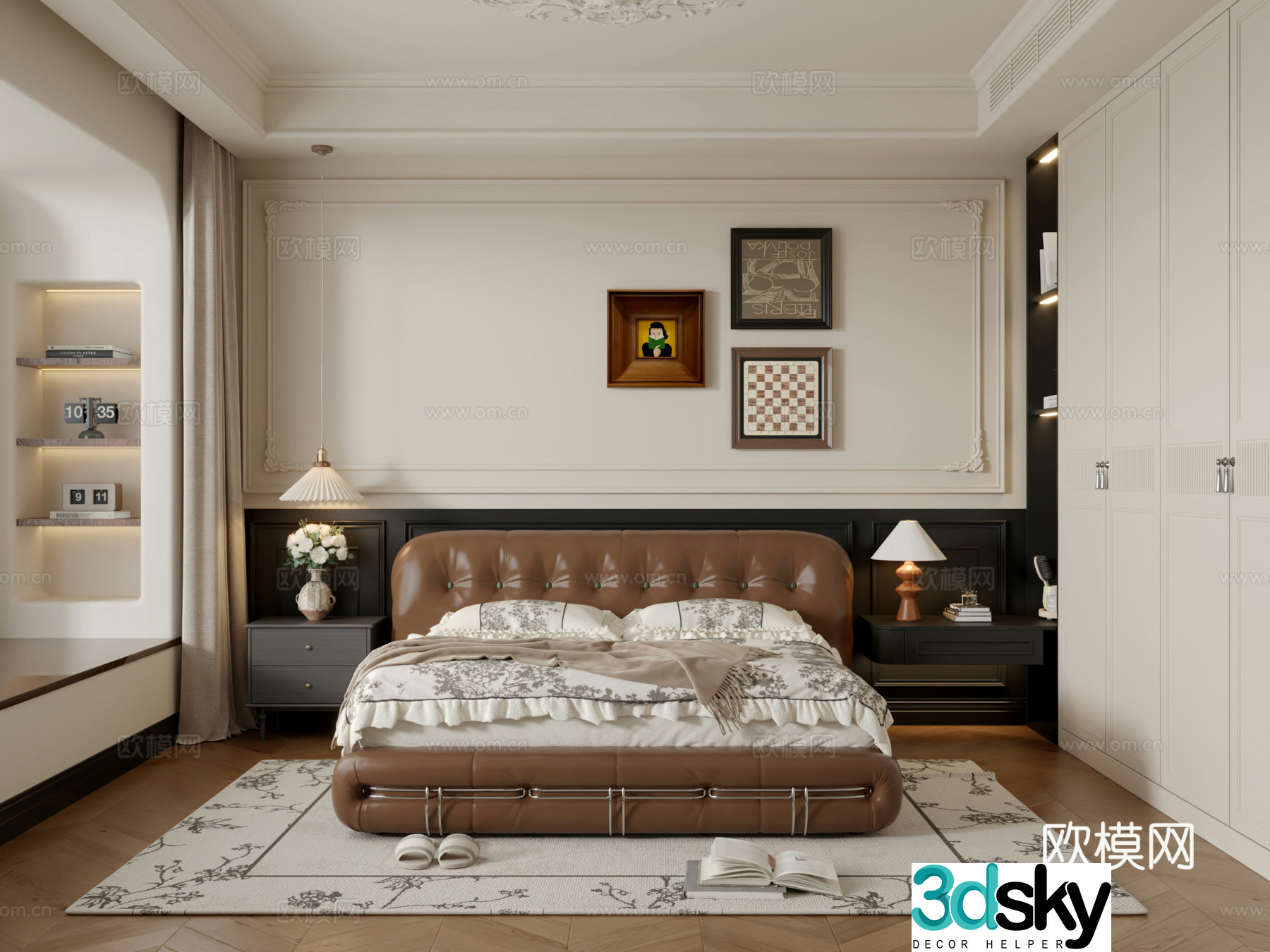 French retro bedroom 3d model