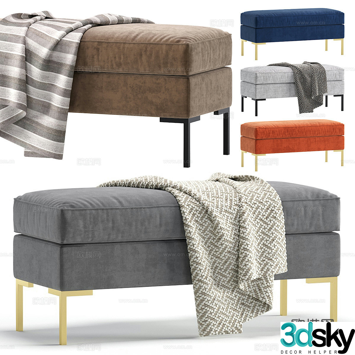 Modern Nordic sofa stool pedal 3D model