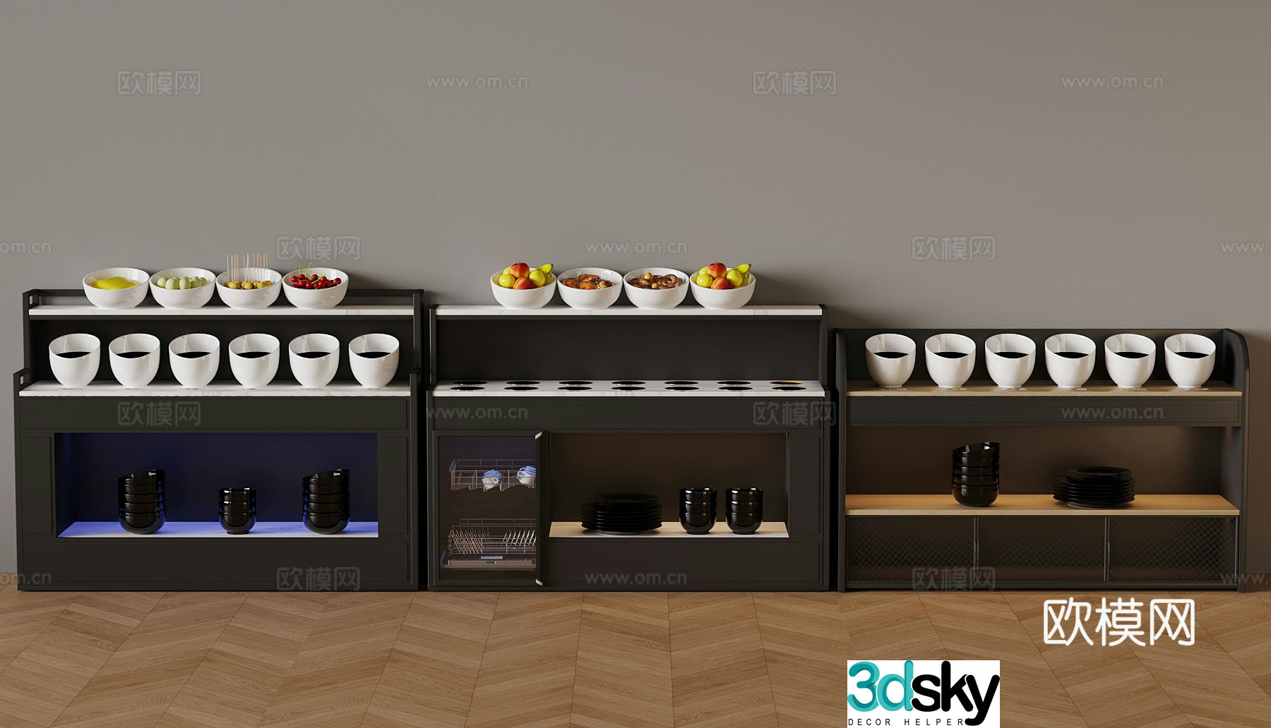 Modern dining cabinet small material table 3D model