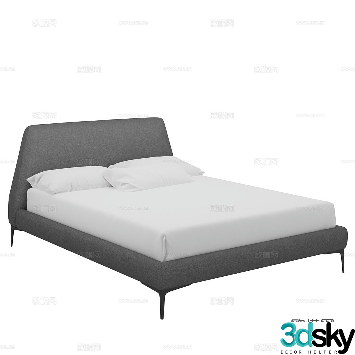 Modern simple double bed Double bed Simple bed Bedroom bed Pillow 3D model