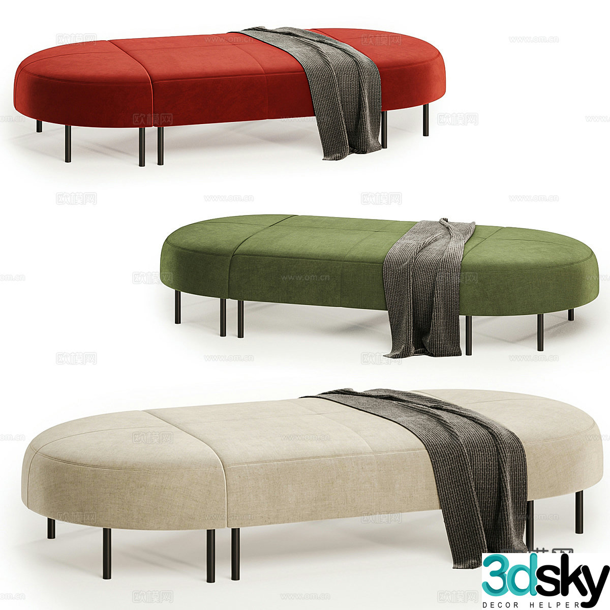 Modern light luxury VARIETY sofa stool 3D model