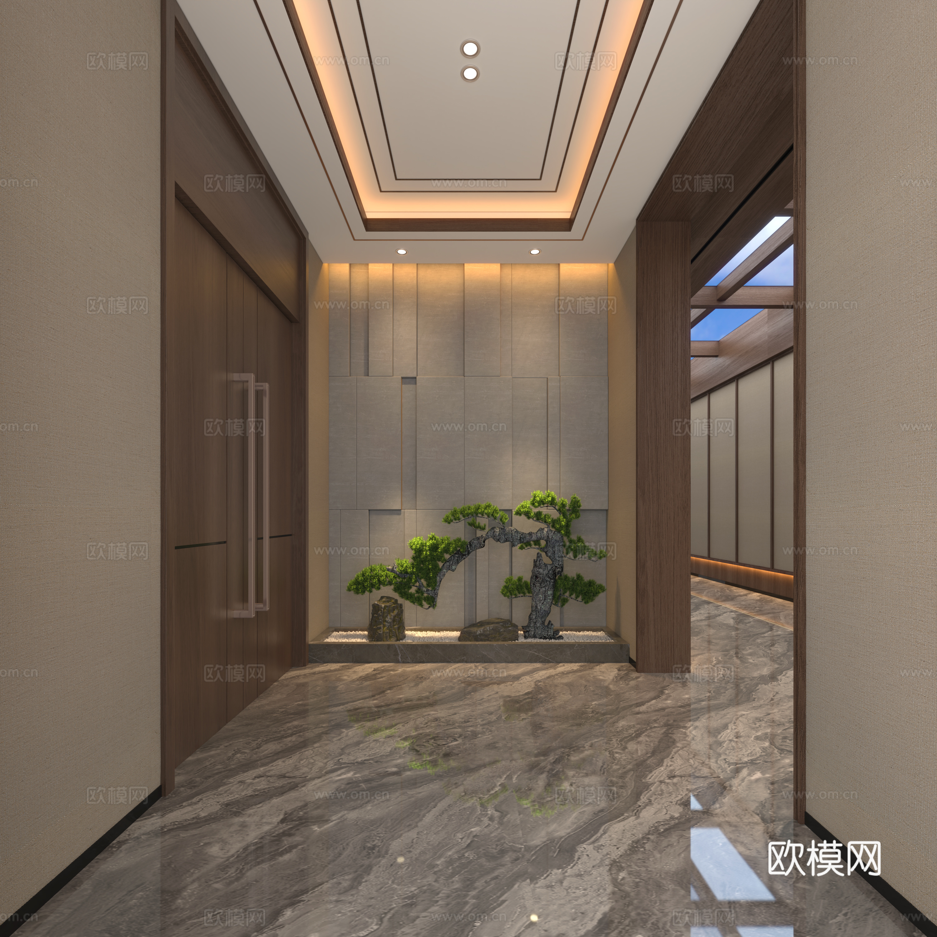 New Chinese style 3D model of corridor