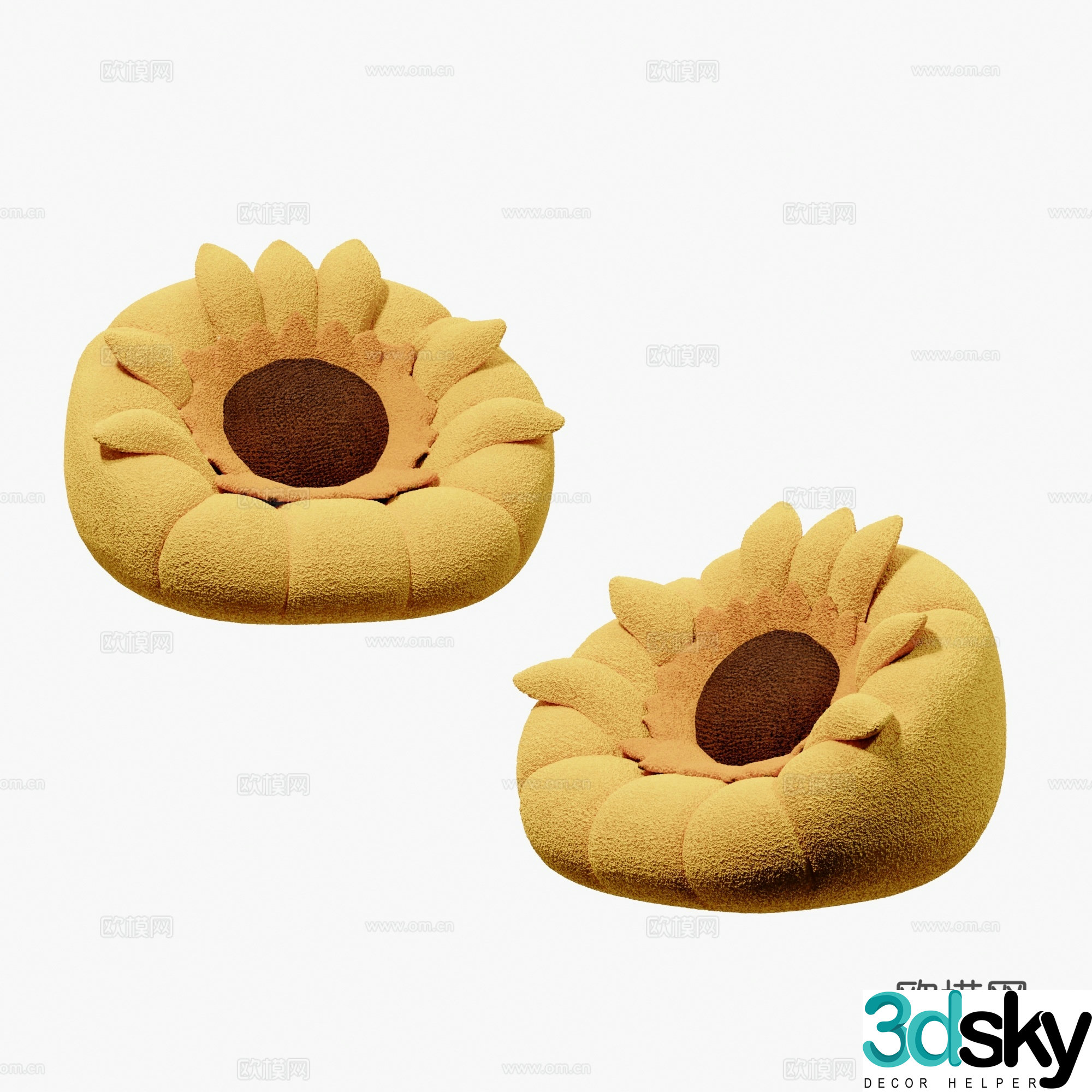 Modern children’s sunflower lazy sofa 3d model