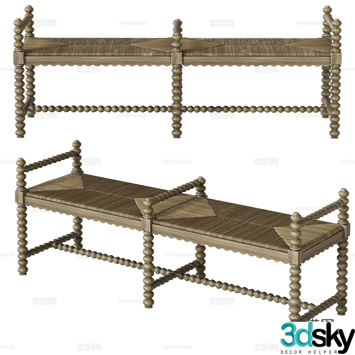 Medieval Monmouth bench 3d model