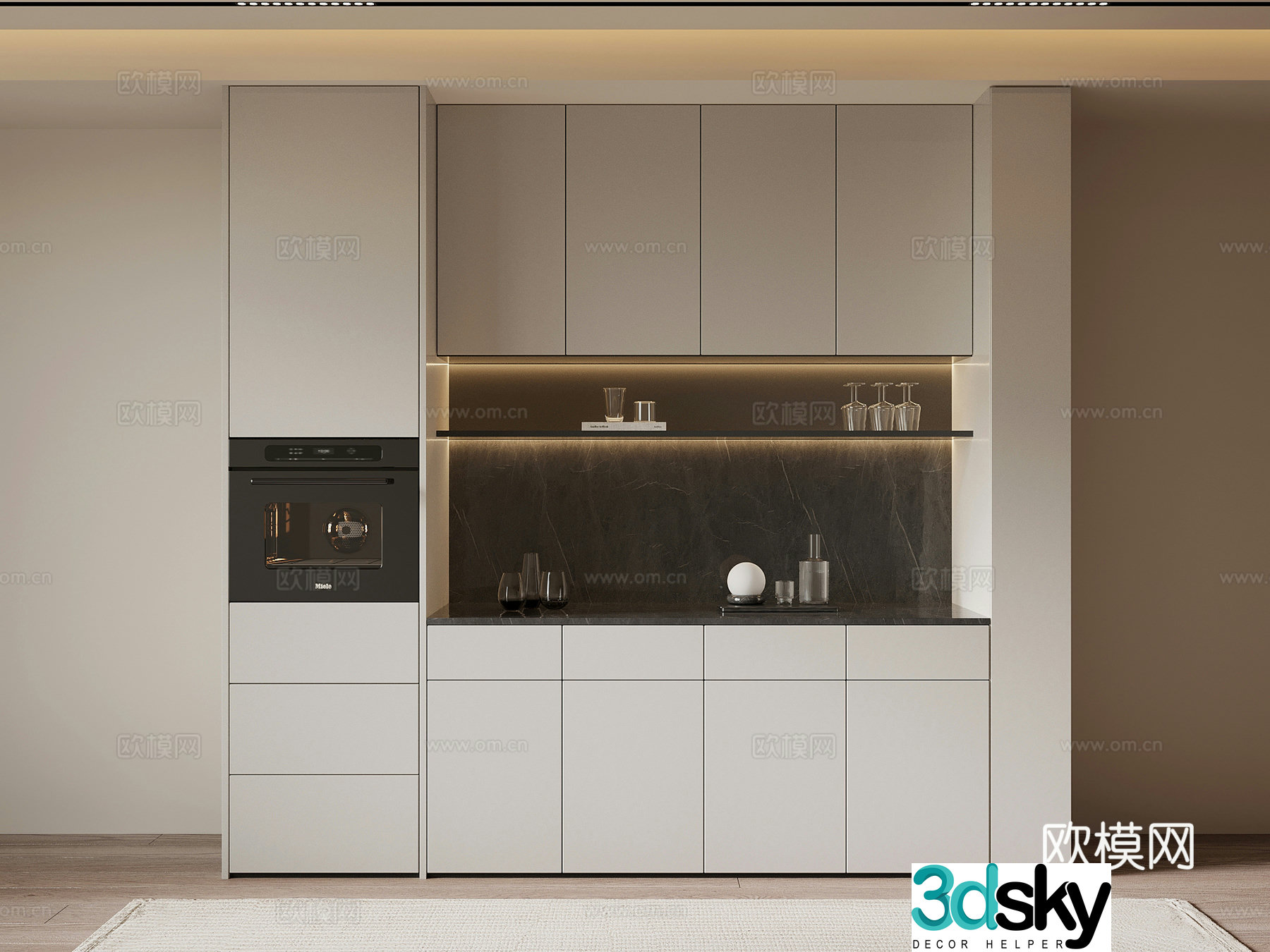 Modern simple wine cabinet sideboard 3D model