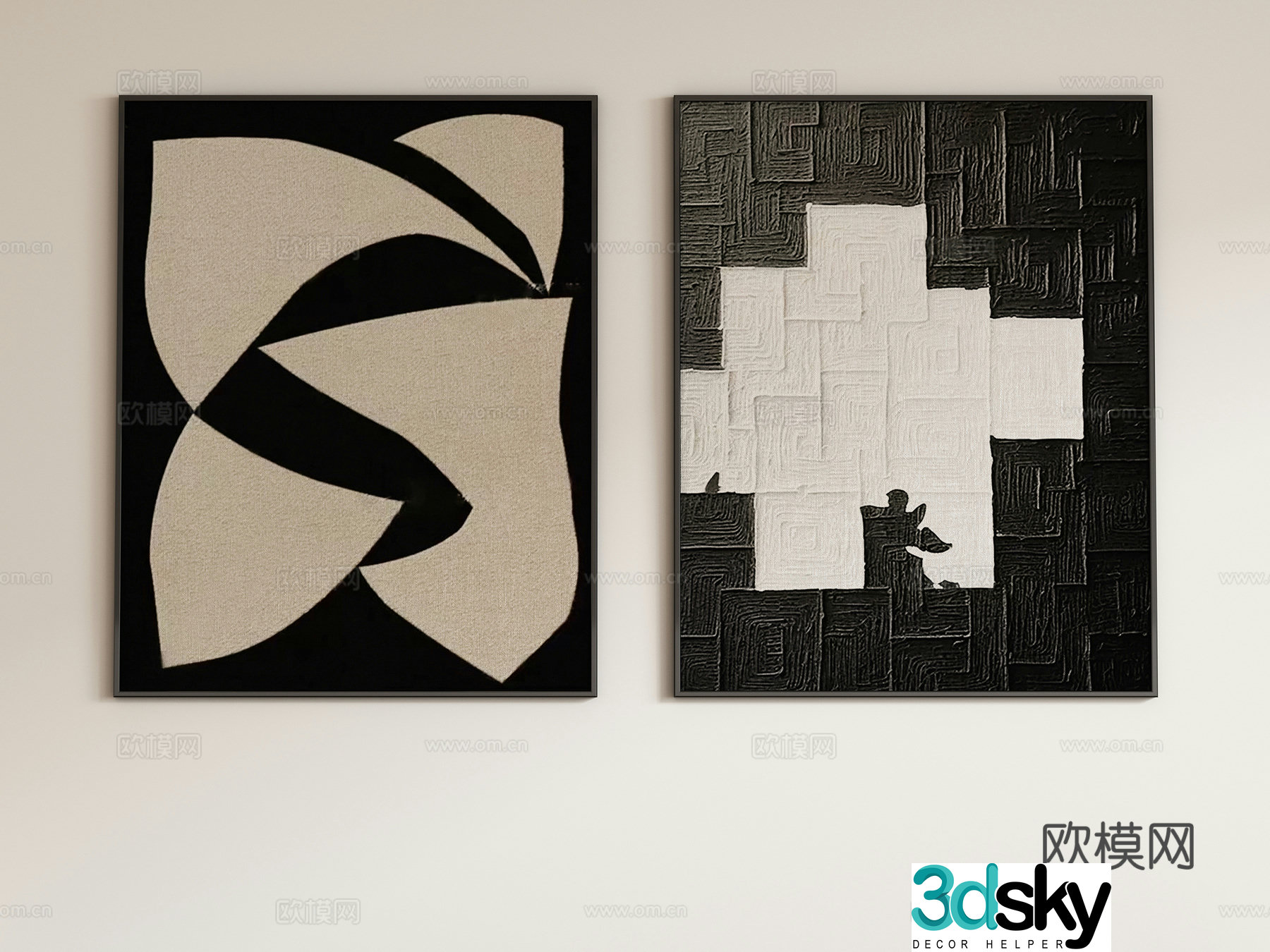 Modern abstract decorative painting hanging painting 3d model