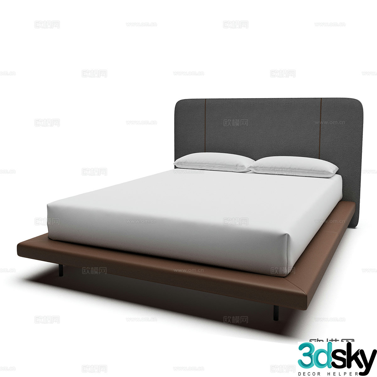 Modern simple double bed Double bed Simple bed Bedroom bed Pillow 3D model