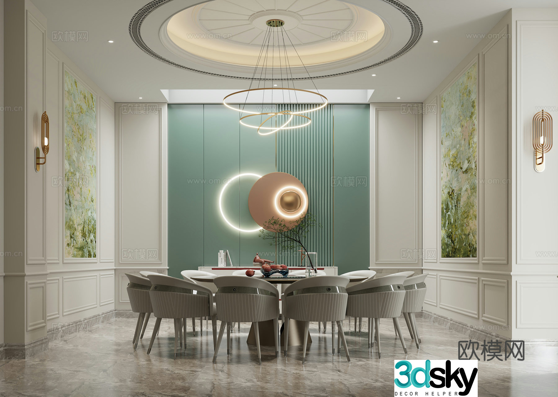French light luxury private room 3D model