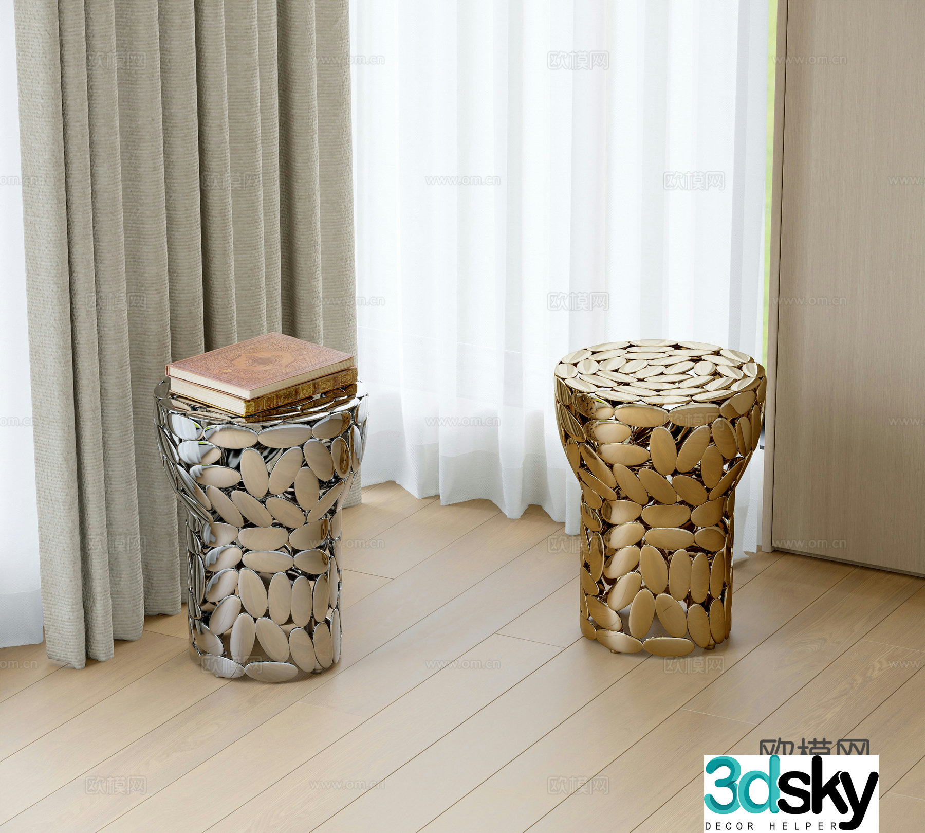 Modern metal stool 3d model