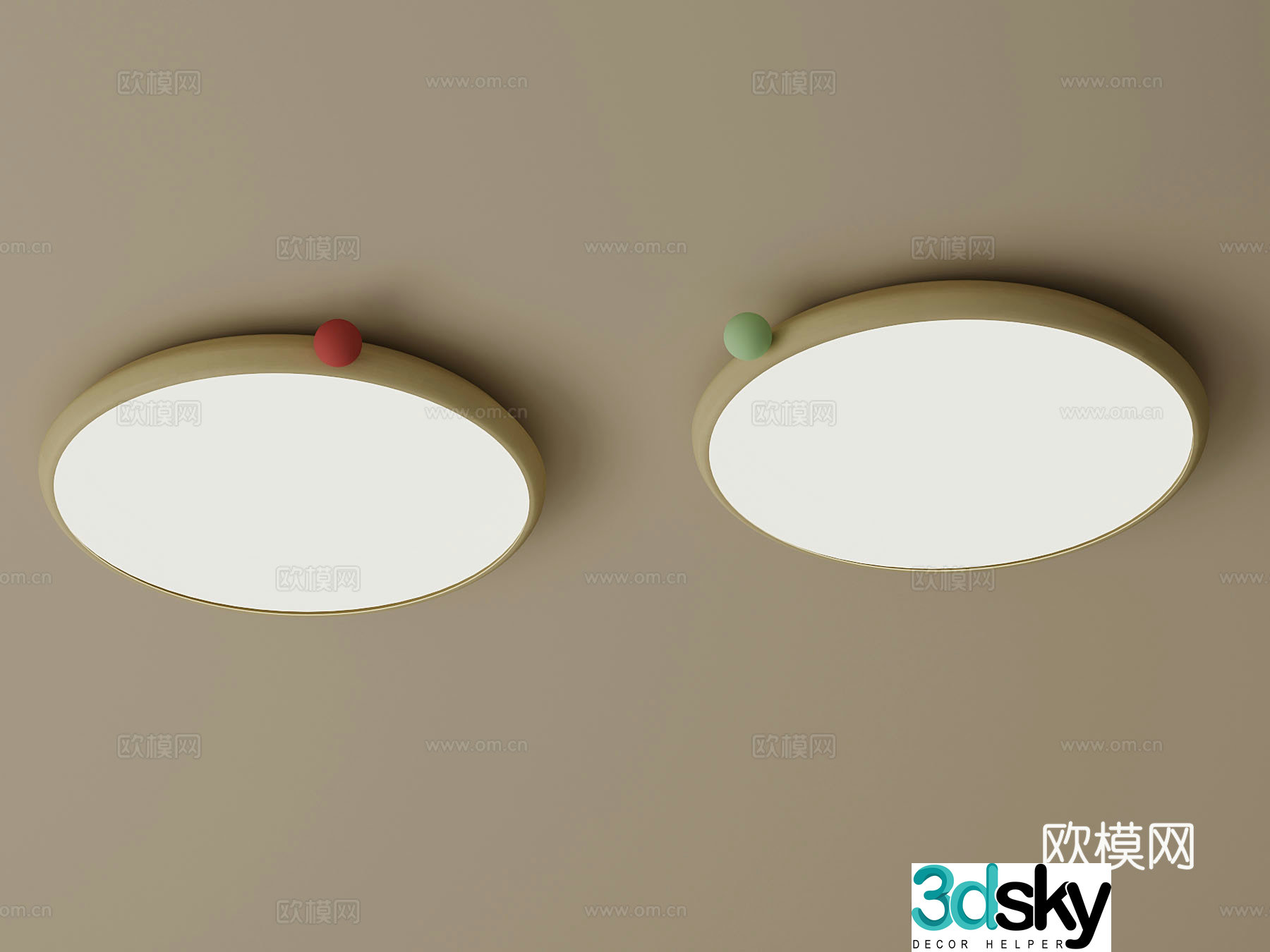 Modern Creamy Ceiling Light Round Ceiling Light 3D Model