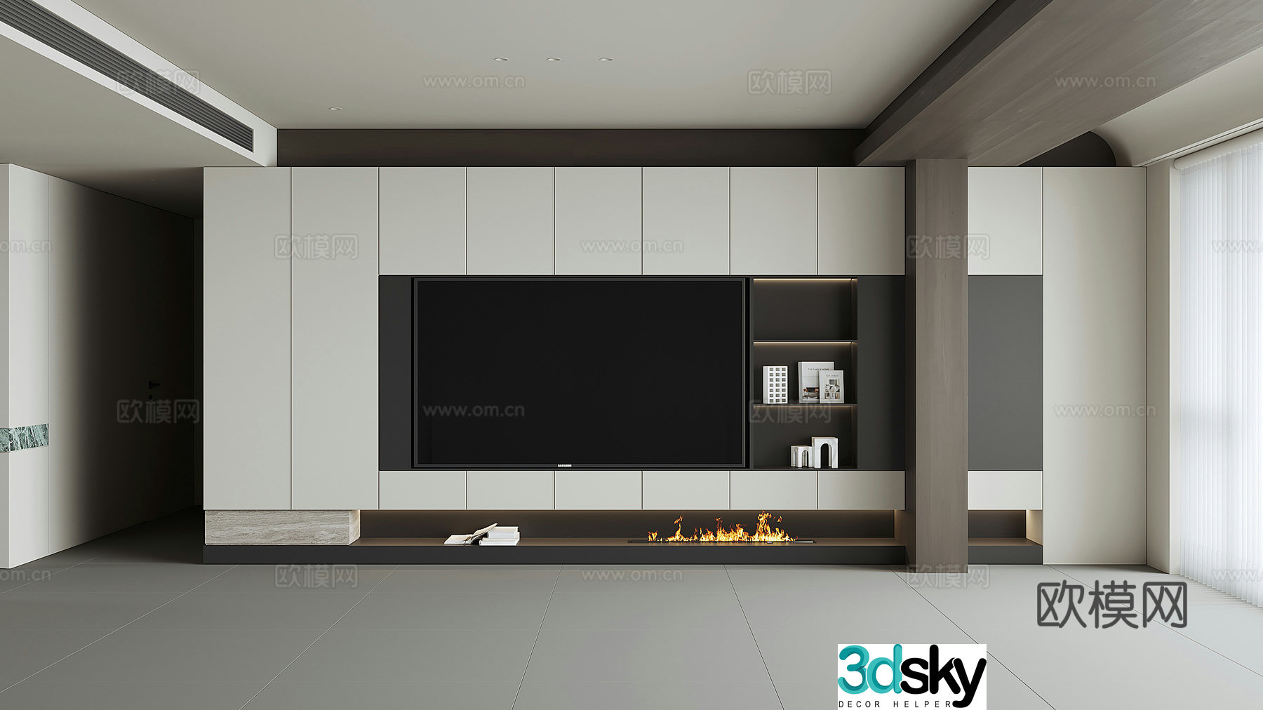 Modern TV background wall 3d model