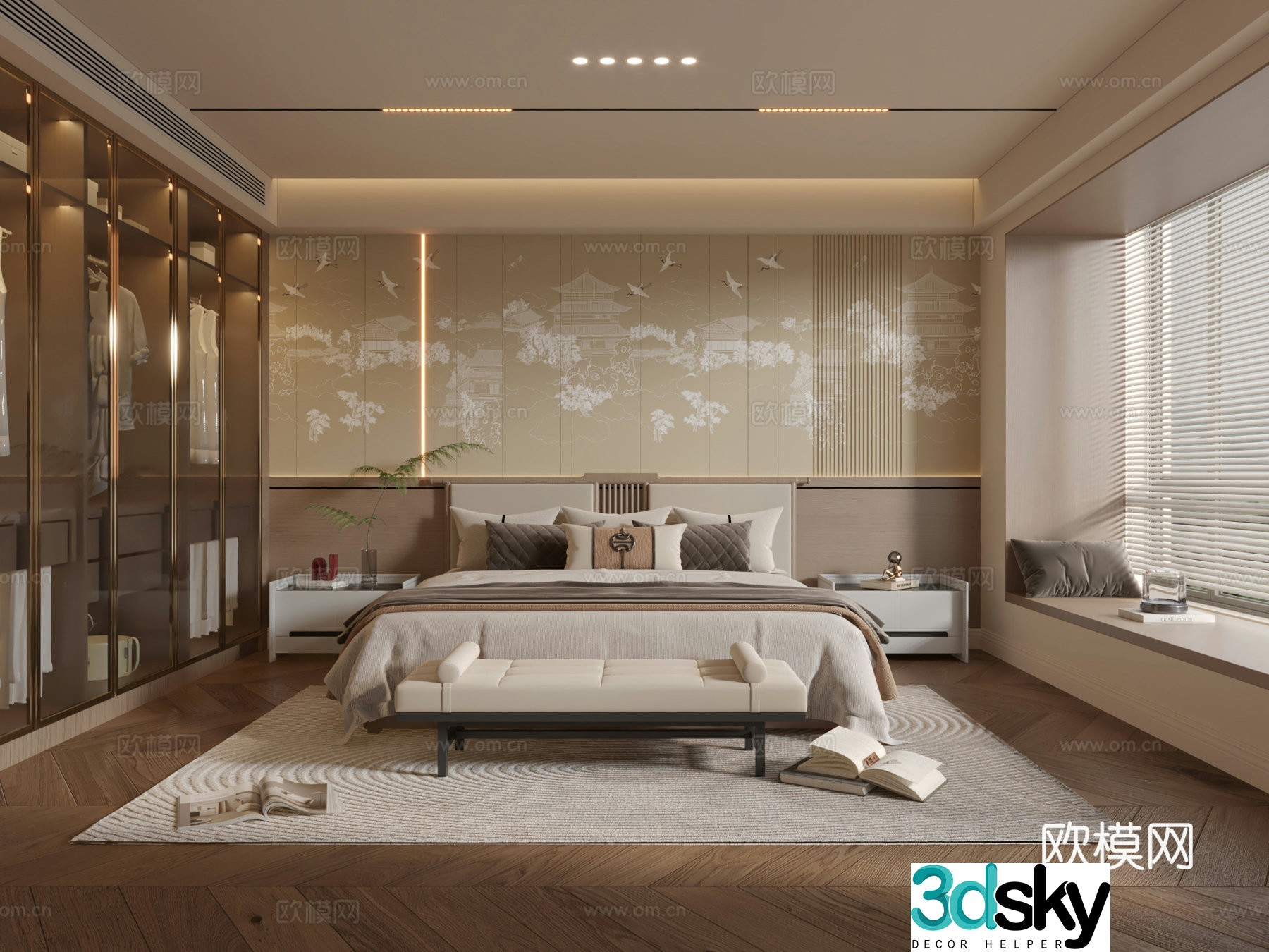 New Chinese bedroom 3D model