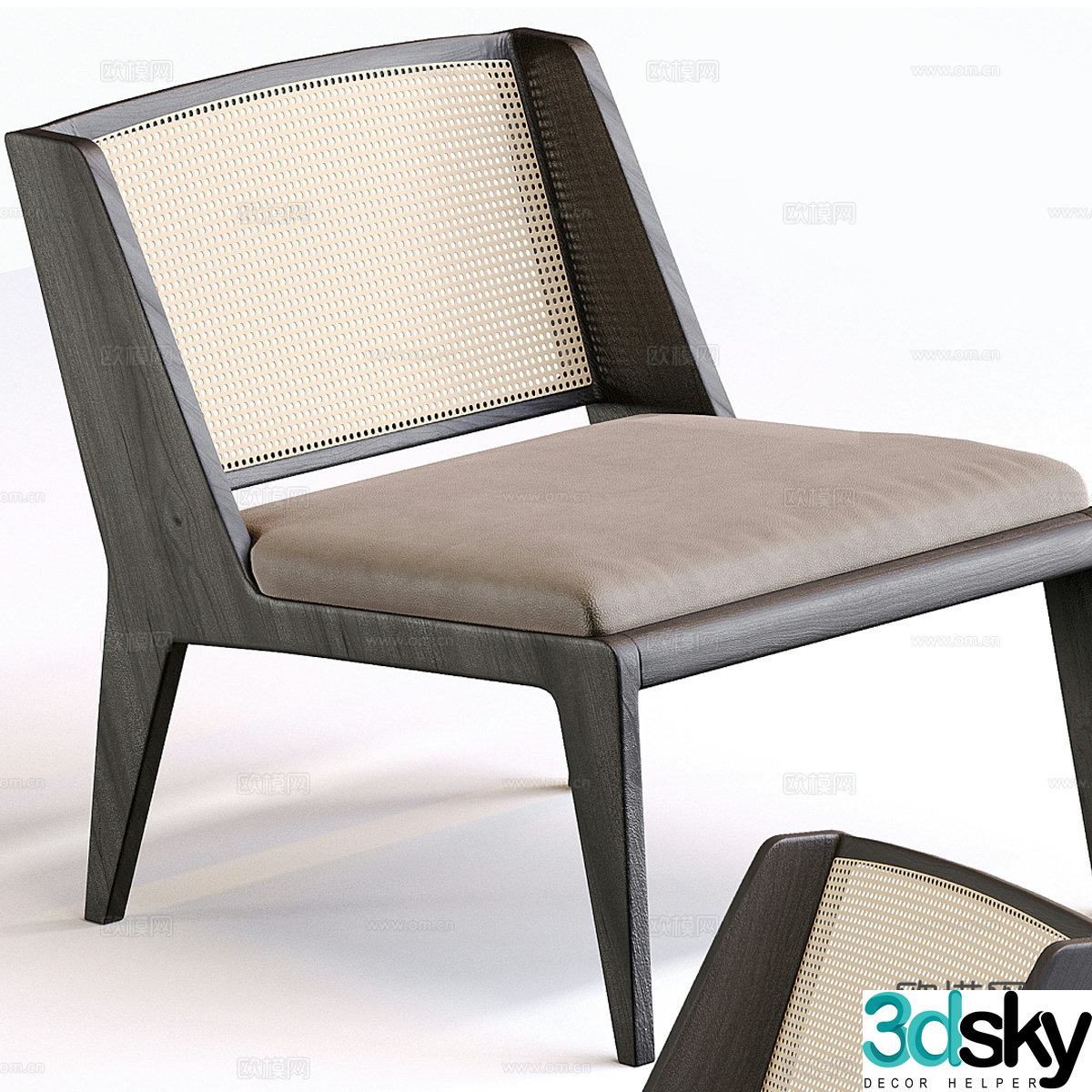 Modern arflex solid wood single chair 3d model