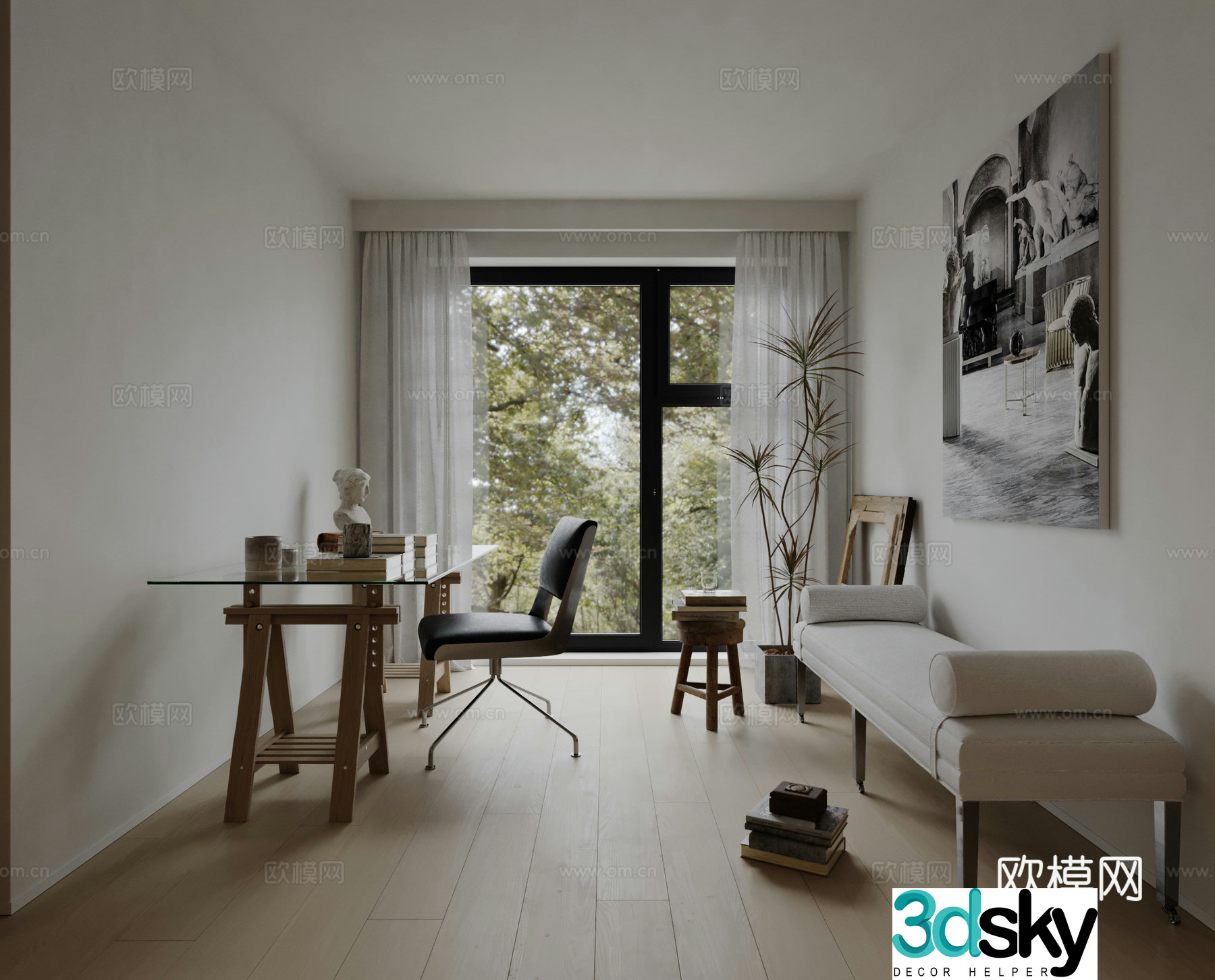 Modern study 3d model