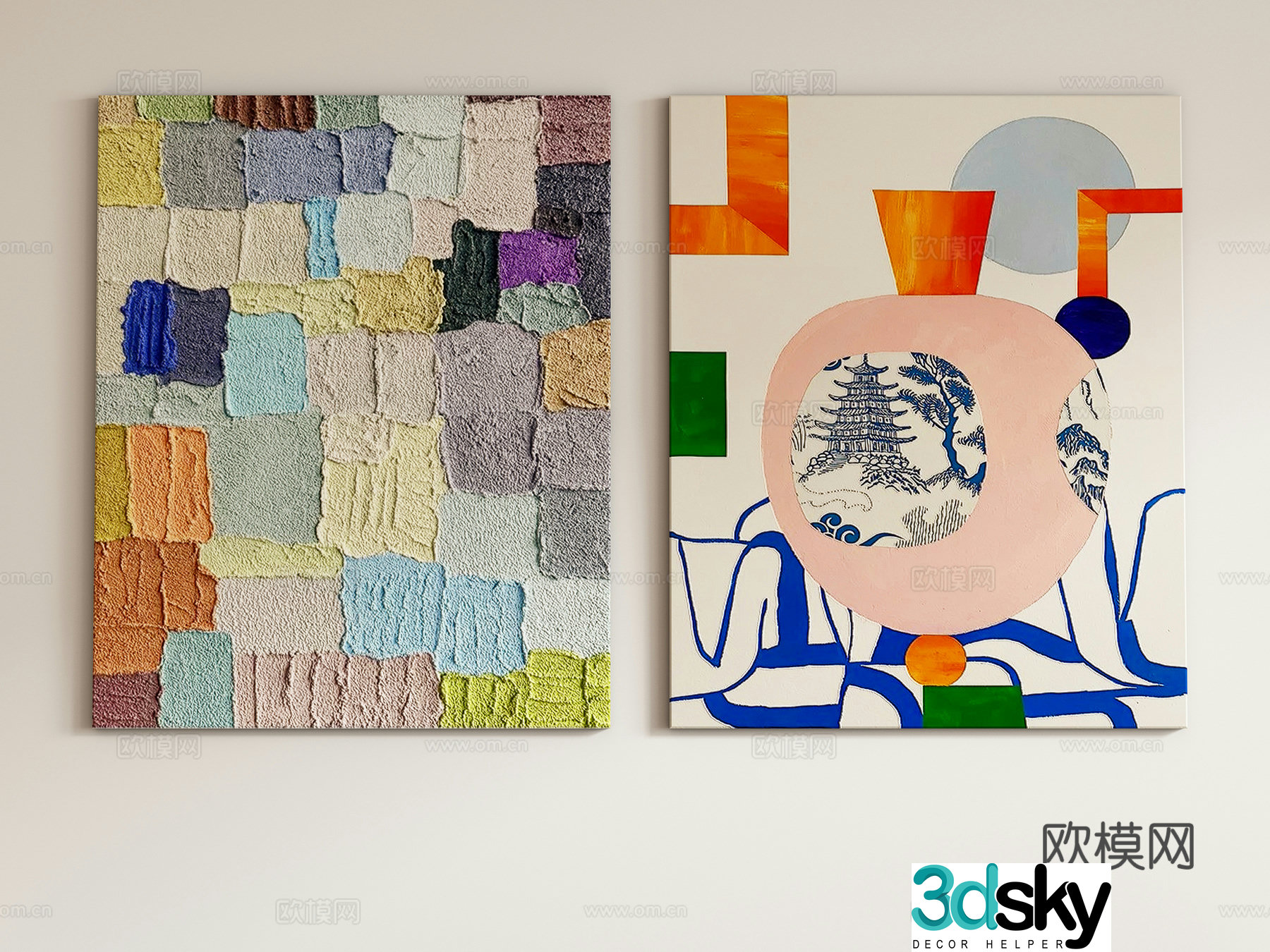 Modern abstract decorative painting hanging painting 3d model