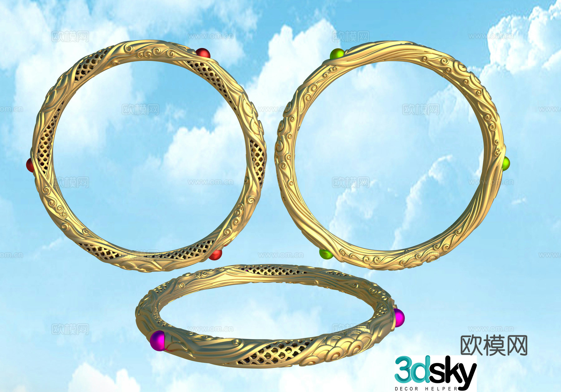 Nezha hollow Qiankun Circle Bracelet 3D Model