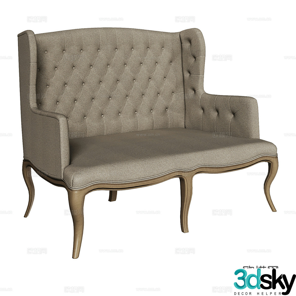 American simple double sofa double sofa simple sofa living room sofa 3D model