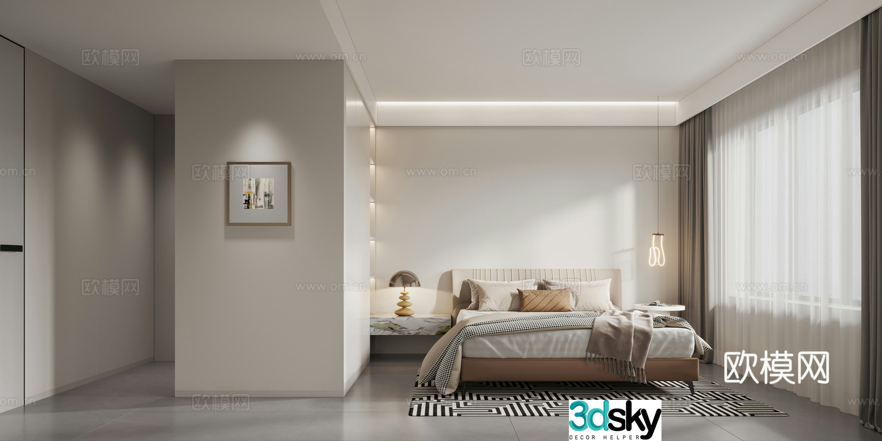 Modern master bedroom 3D model