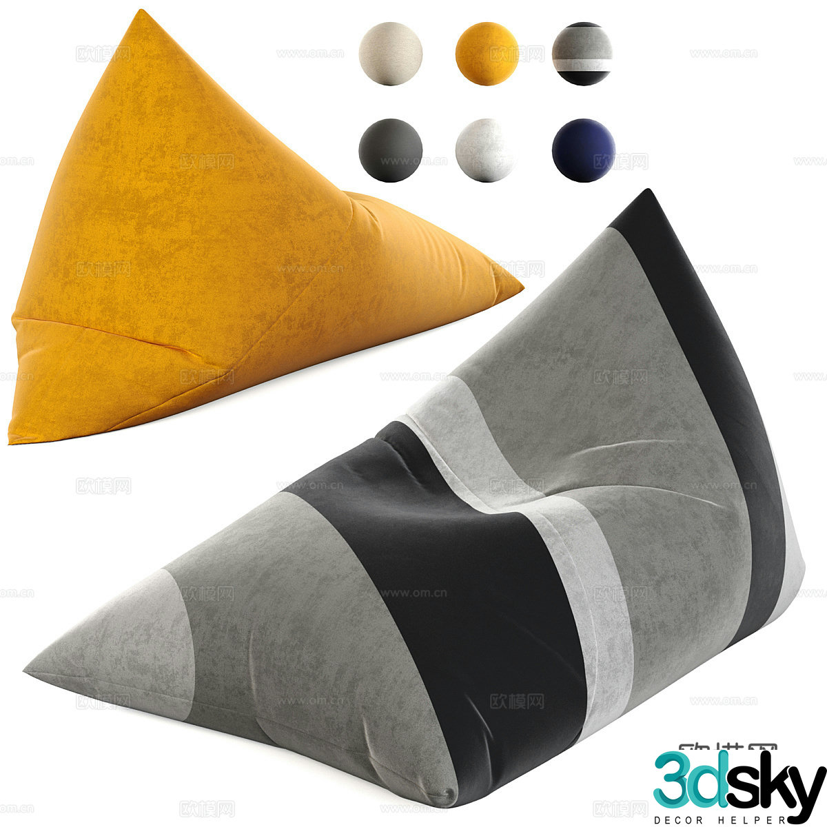 Modern Italian Woodnote Beanbag Chair 3D Model