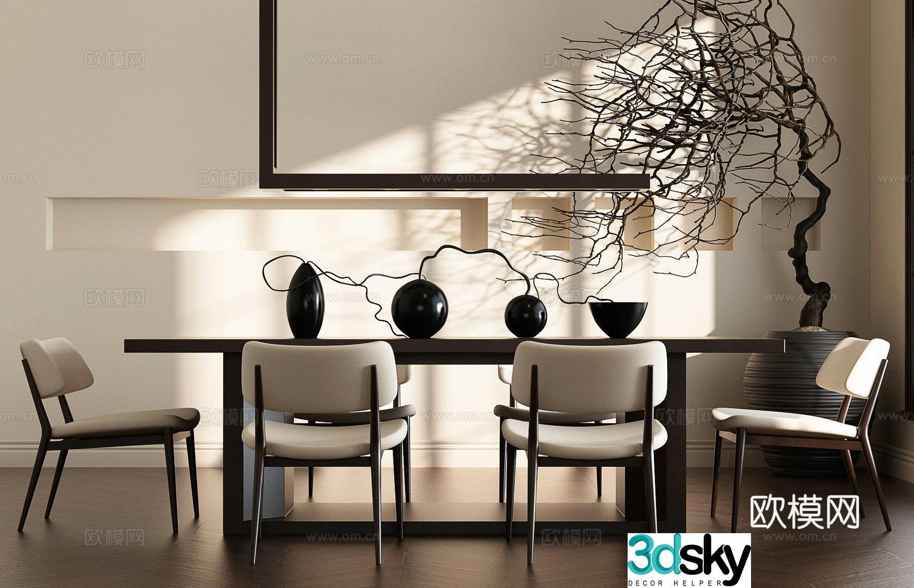 New Chinese tea table and chair 3D model