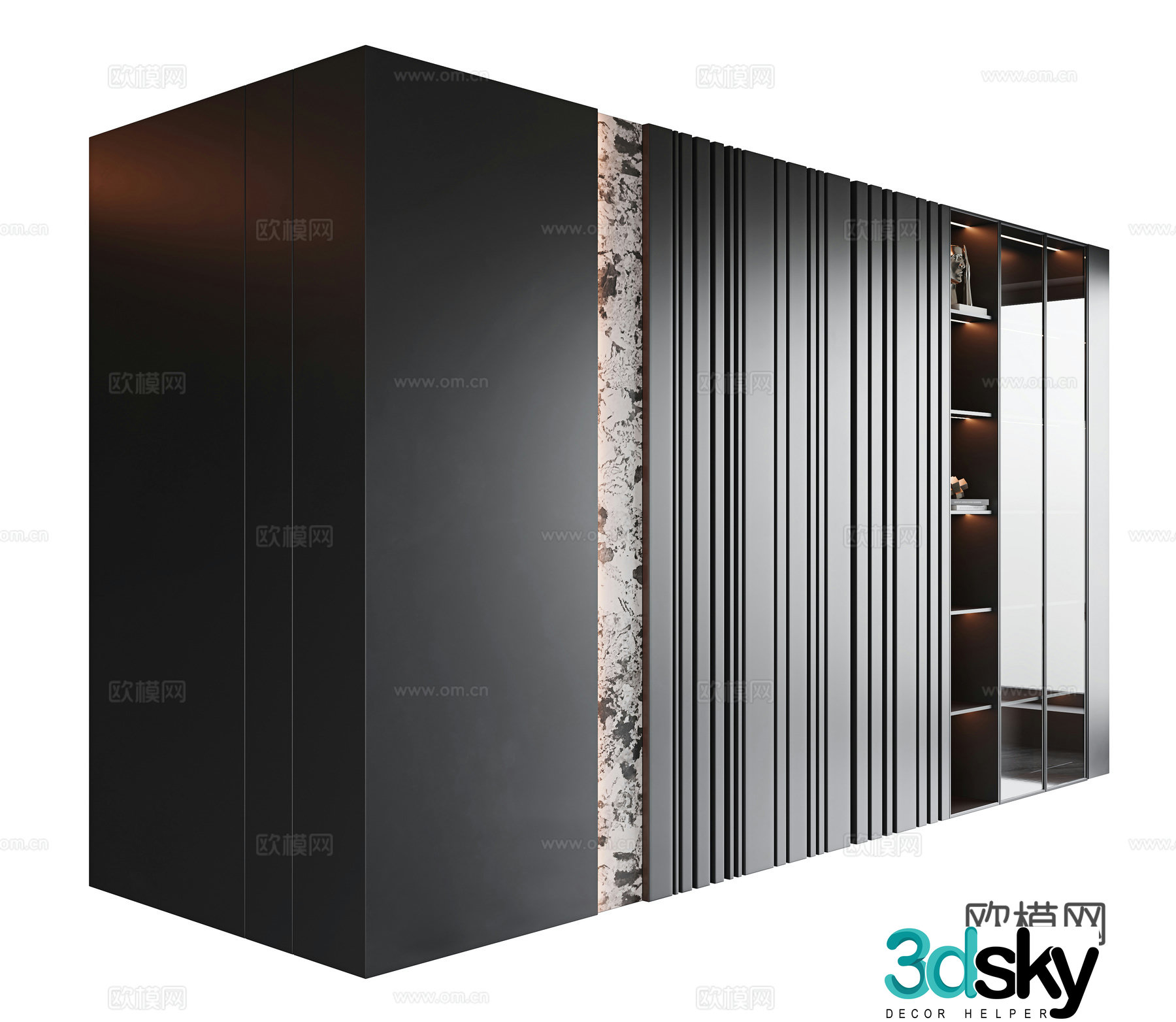 Italian decorative cabinet high cabinet glass cabinet glass decorative cabinet sofa wall decorative cabinet dining side decoration 3D model