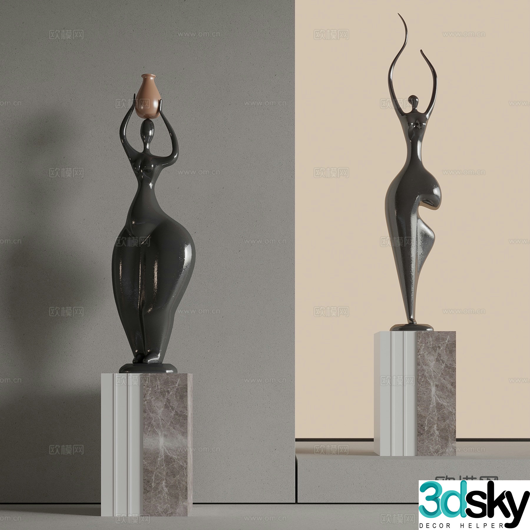 Modern art human sculpture 3d model