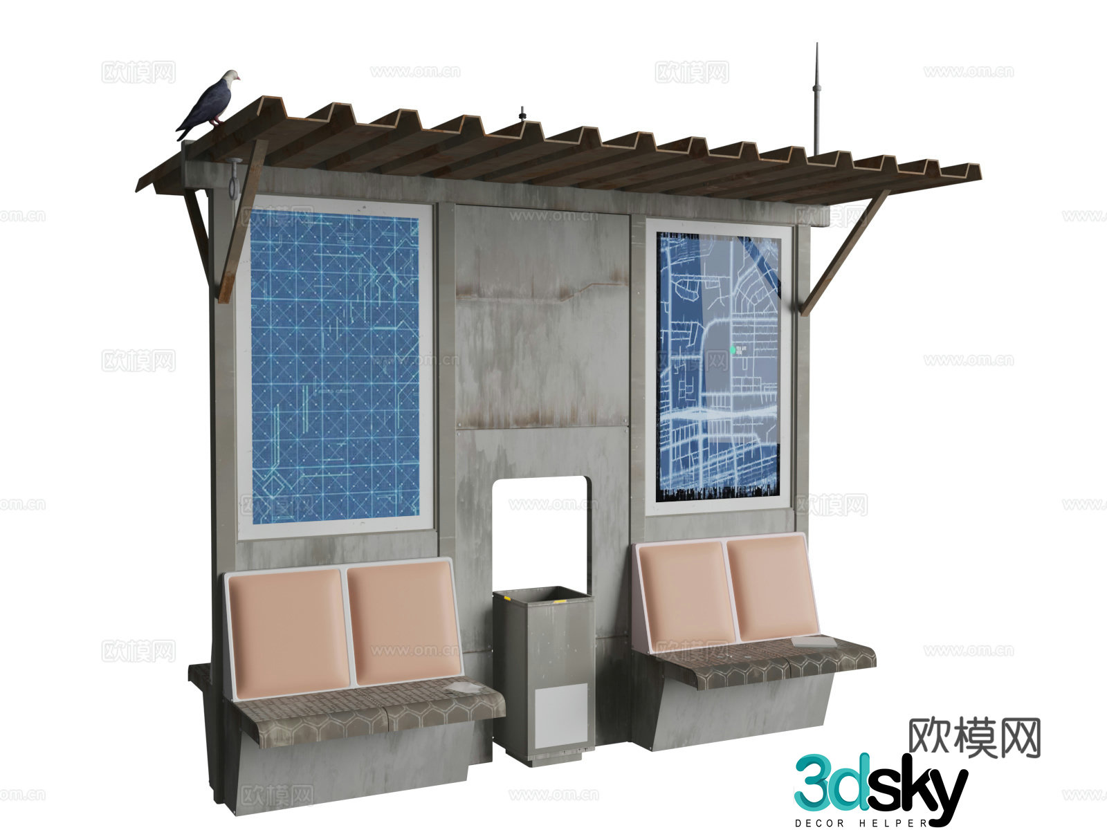 Cyberpunk Bus Station Cyberstyle 3D Model
