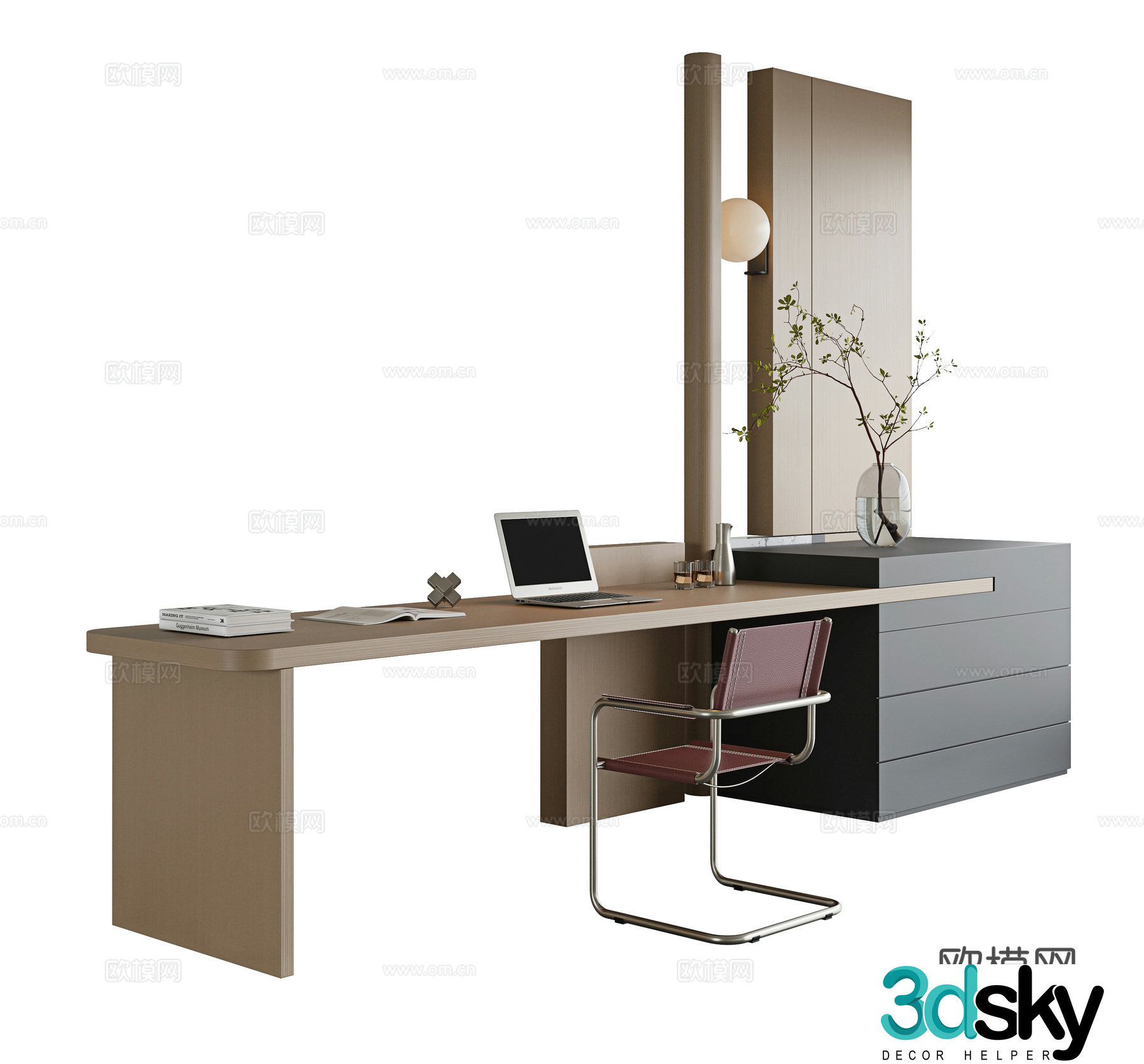 Italian Book Bar Island Book Bar Balcony Desk Chair Partition Single Chair Jewelry Ornament 3D Model