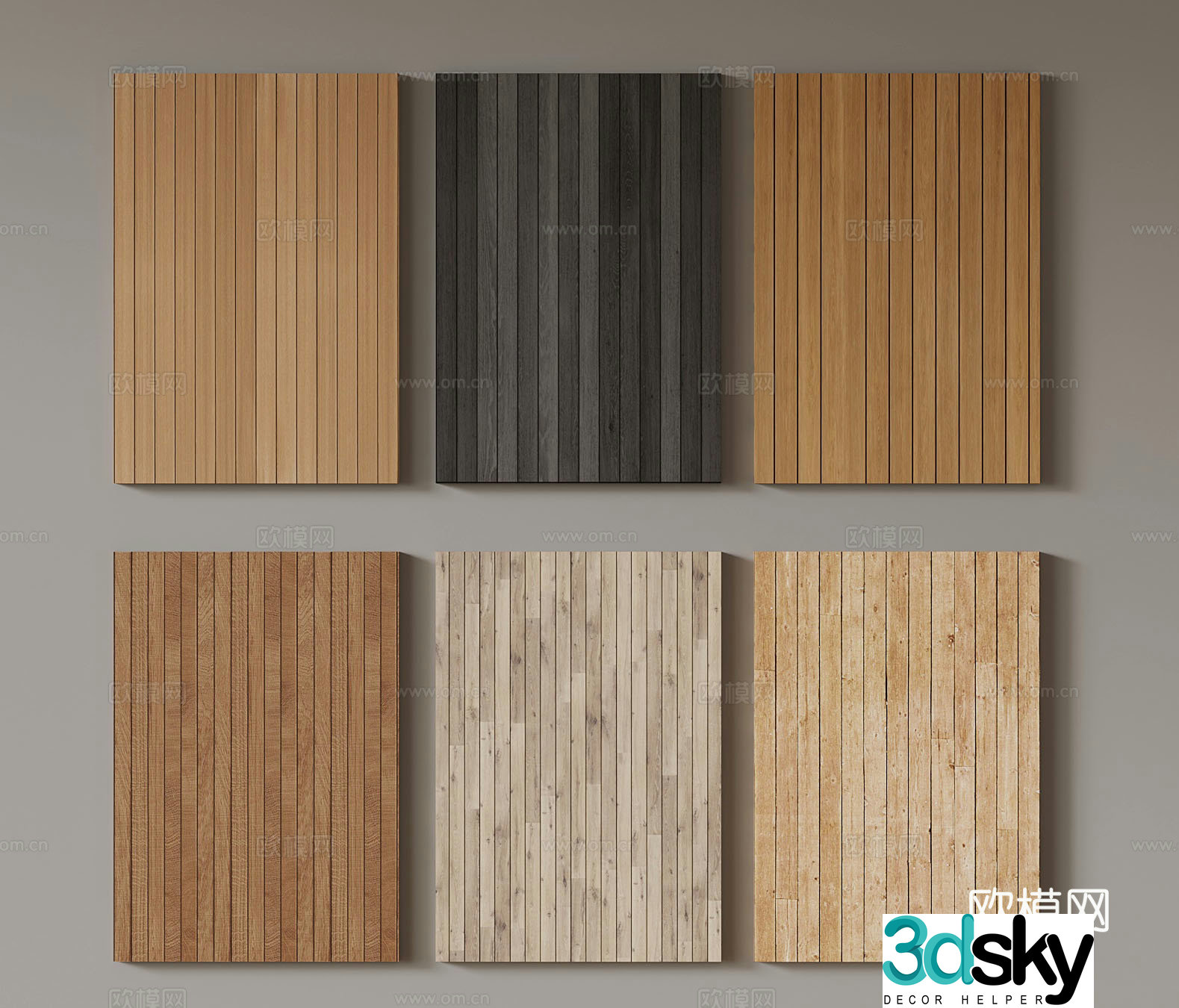 Modern medieval background wall wood veneer solid wood wall panel 3d model