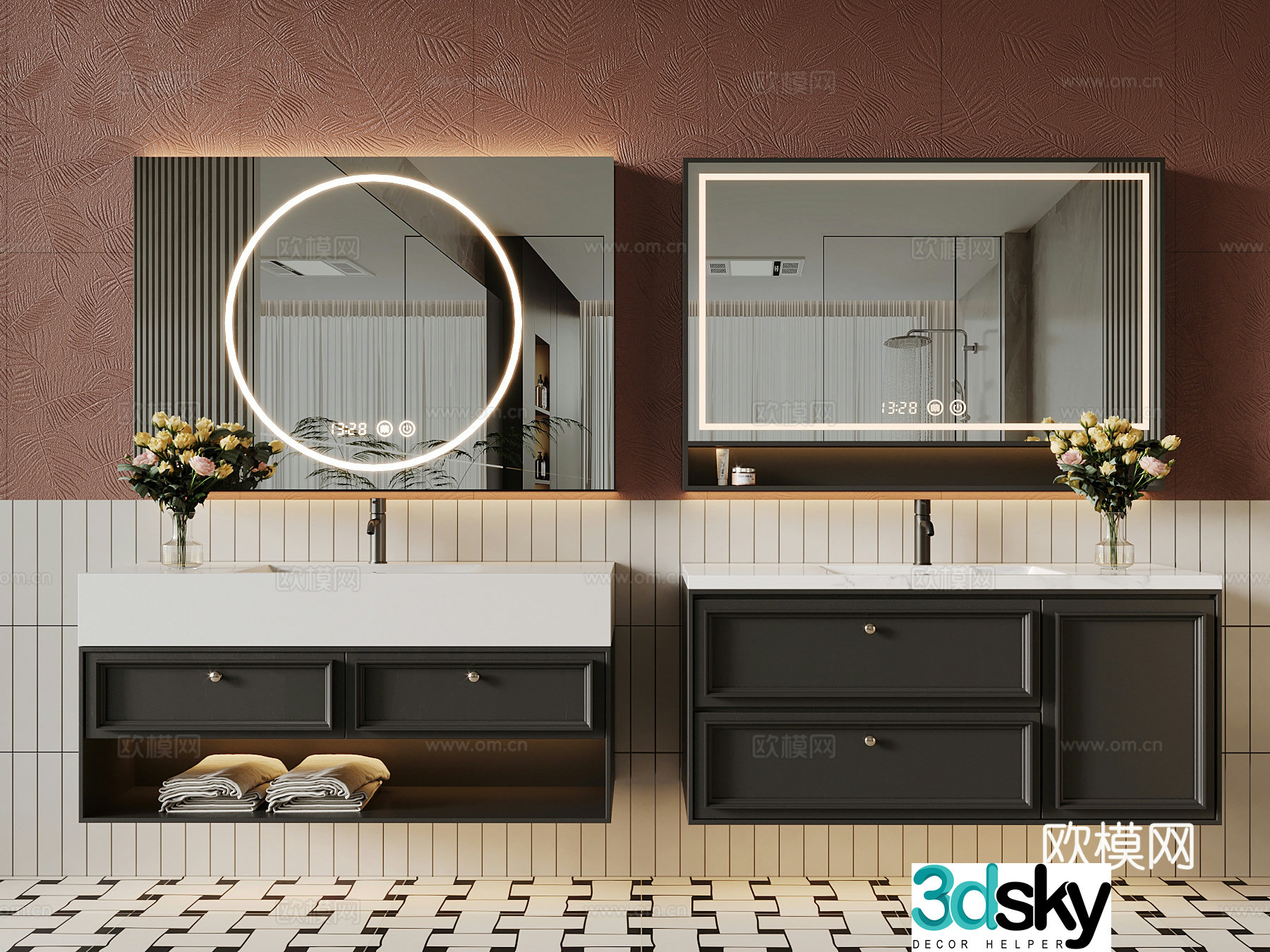 French bathroom cabinet bathroom mirror 3d model