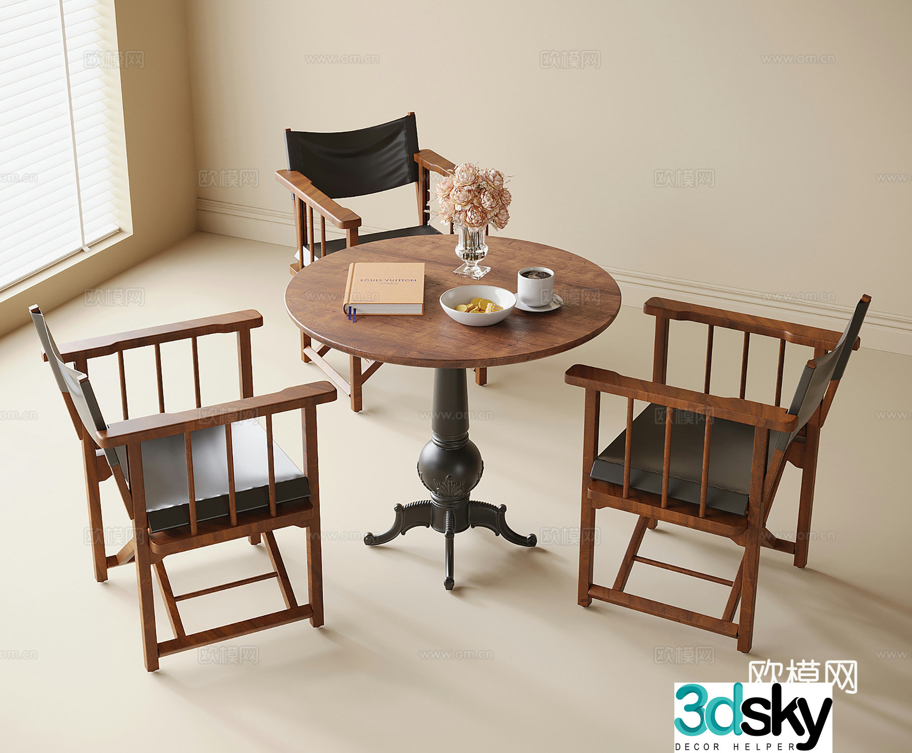French coffee table and chairs casual table and chairs dining table and chairs dining chairs 3d model