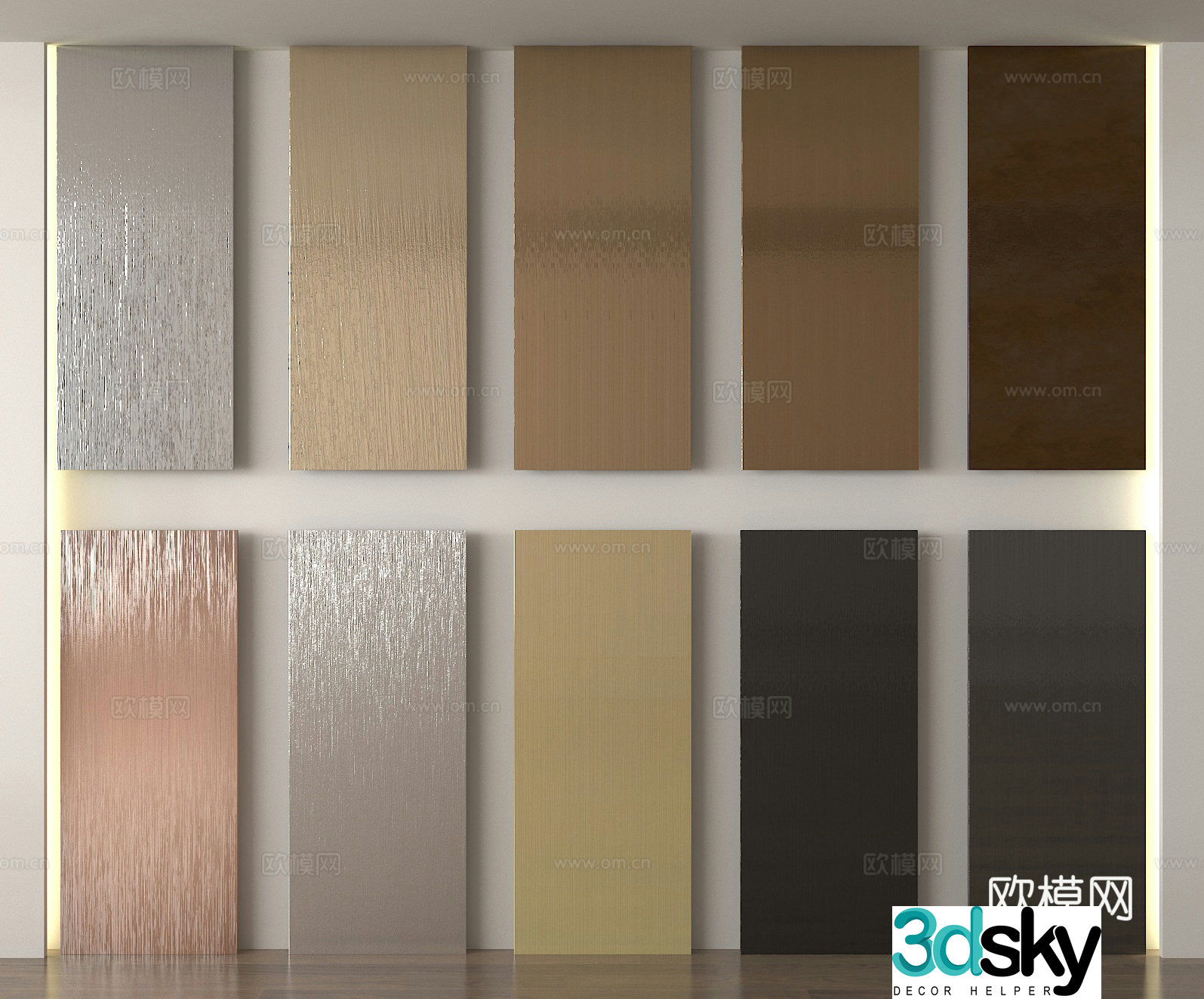 Wall panel brushed board metal plate 3d model
