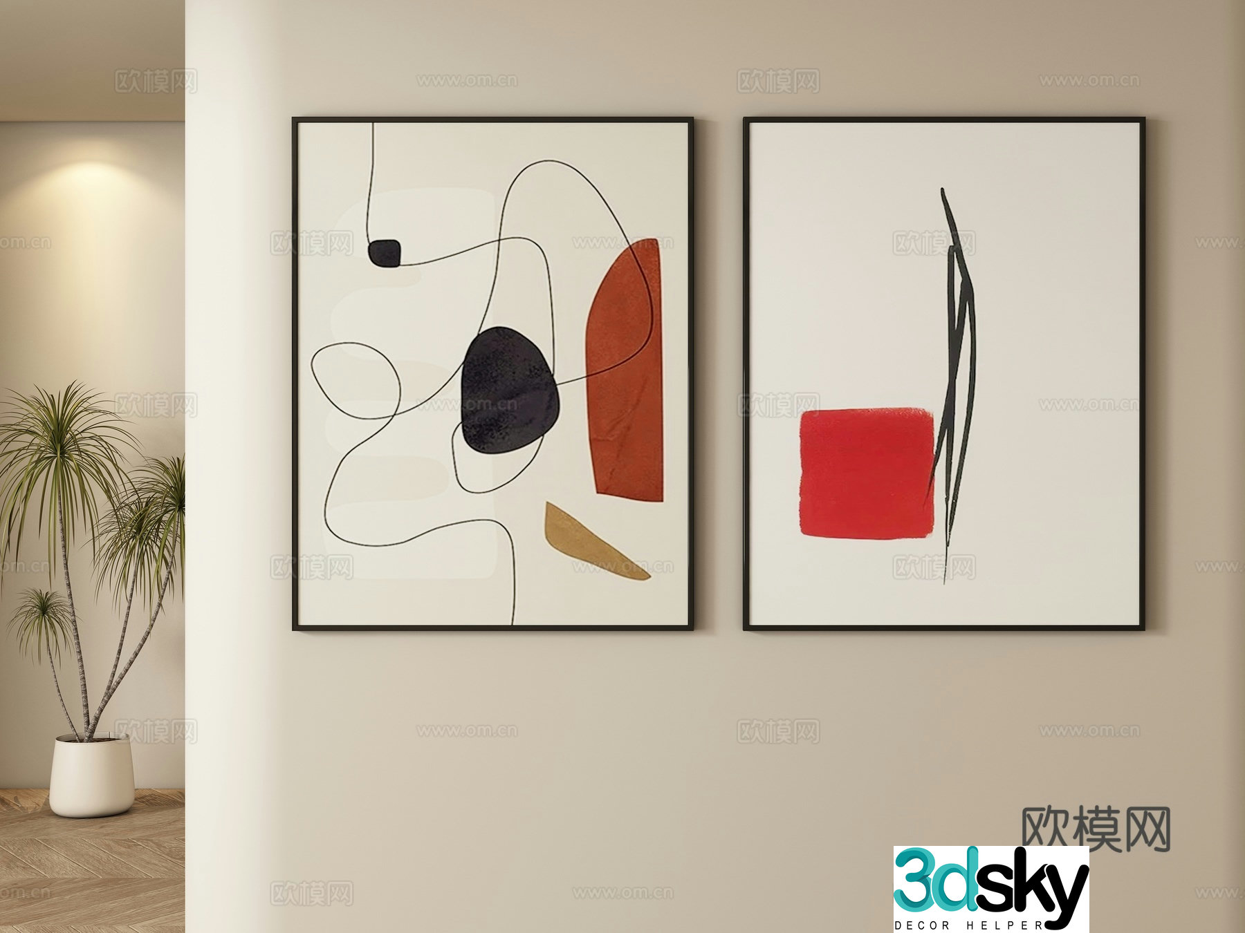 Modern abstract decorative painting hanging painting 3d model