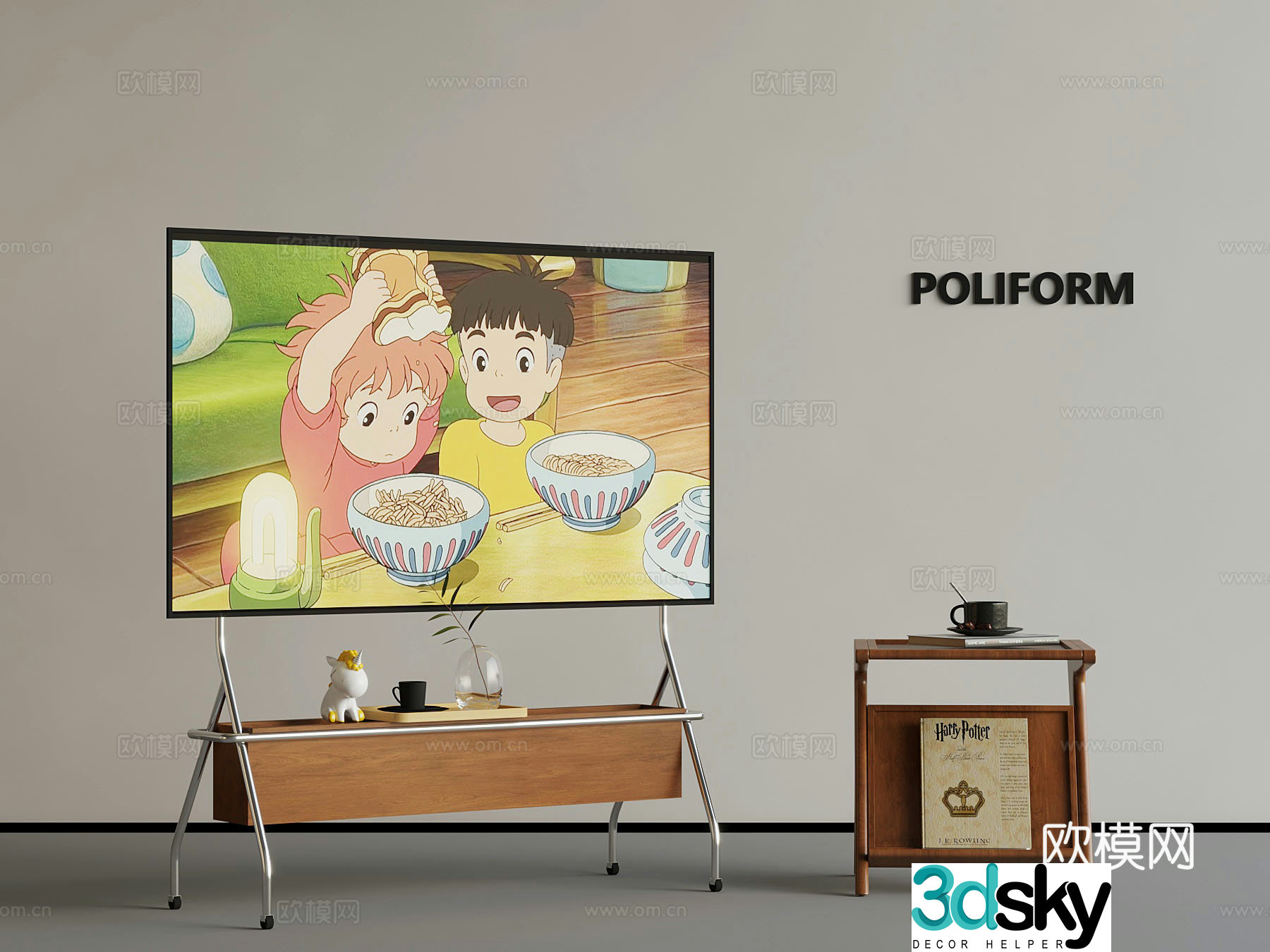 Modern mobile TV Conference TV Side 3D Model