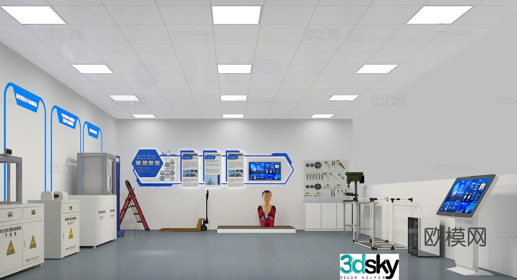 Cultural wall warehouse hole board ladder 3d model