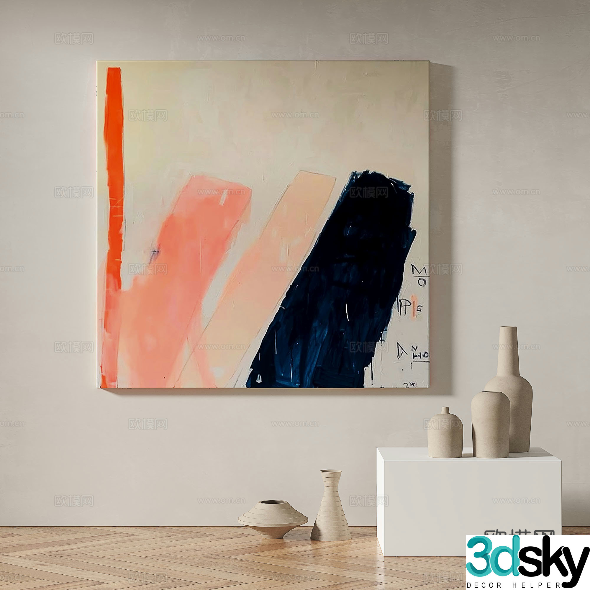 Modern minimalist abstract decorative painting 3d model