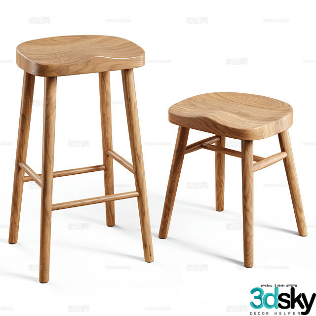 3D model of high-legged bar chair